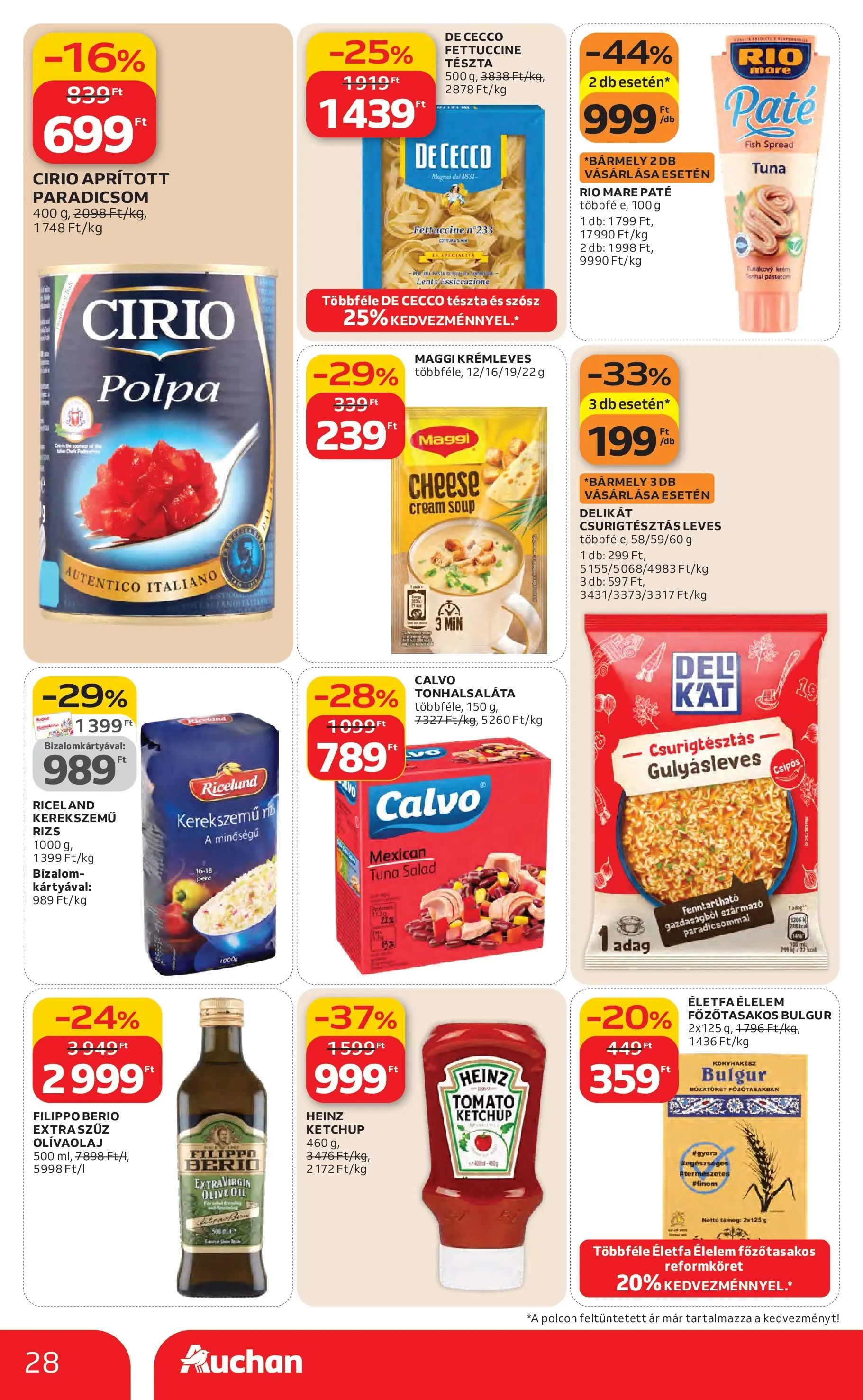 Auchan Akciós újság Miskolc - 2026.02.12. -tól/töl > akció, lapozható szórólap 🛍️ | Oldal: 28 | Termékek: Tonhalsaláta, Bulgur, Tészta, Ketchup