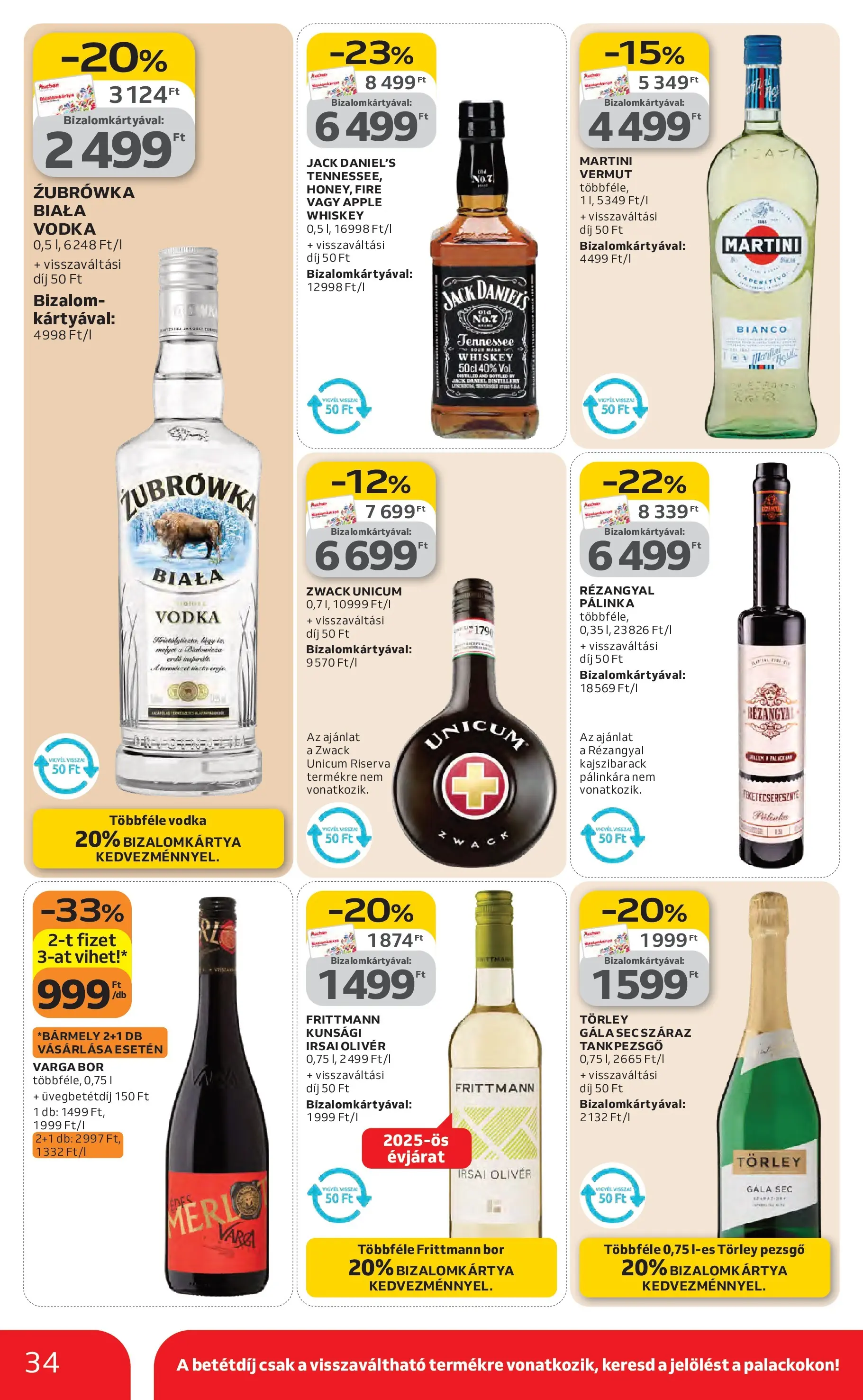 Auchan Akciós újság Miskolc - 2026.02.12. -tól/töl > akció, lapozható szórólap 🛍️ | Oldal: 34 | Termékek: Whiskey, Pálinka, Pezsgő, Bor