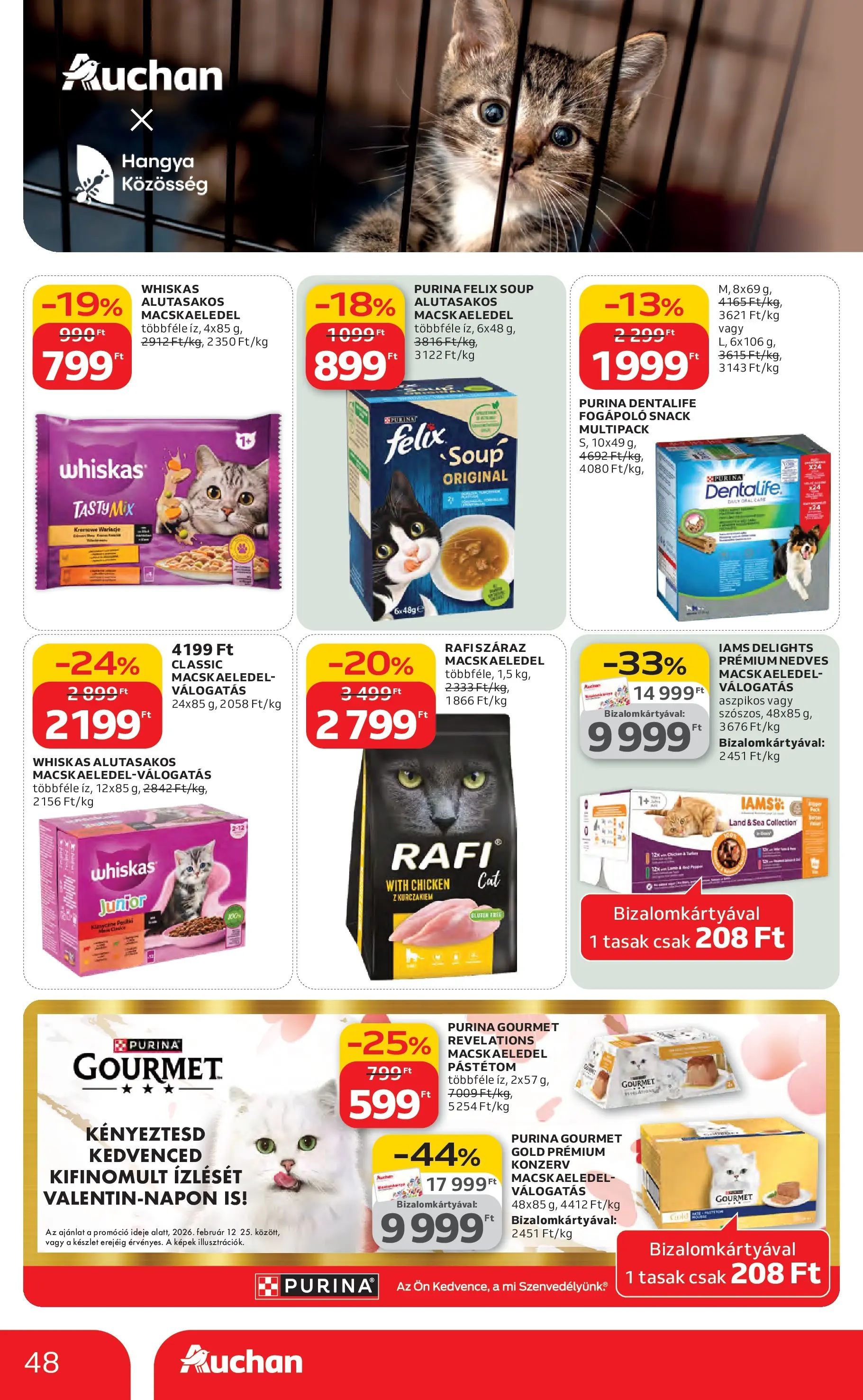 Auchan Akciós újság Miskolc - 2026.02.12. -tól/töl > akció, lapozható szórólap 🛍️ | Oldal: 48 | Termékek: Macskaeledel, Whiskas, Pástétom