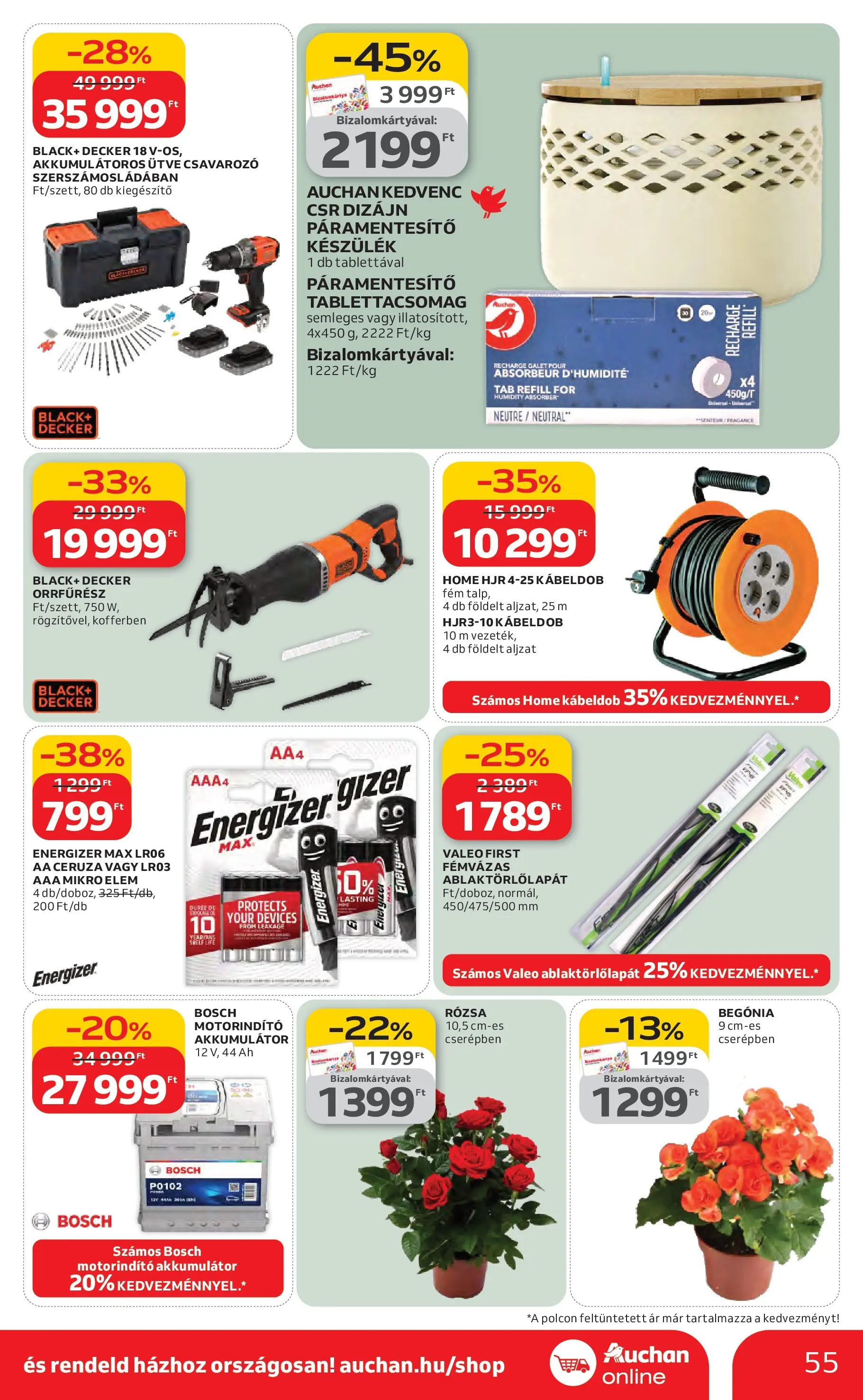 Auchan Akciós újság Miskolc - 2026.02.12. -tól/töl > akció, lapozható szórólap 🛍️ | Oldal: 55 | Termékek: Páramentesítő, Akkumulátor, Csavarozó