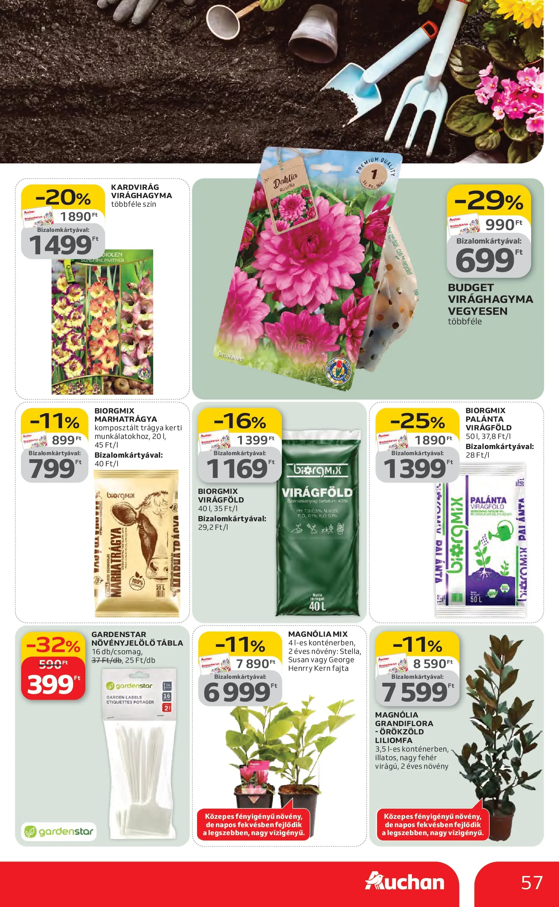 Auchan Akciós újság Miskolc - 2026.02.12. -tól/töl > akció, lapozható szórólap 🛍️ | Oldal: 57 | Termékek: Virágföld
