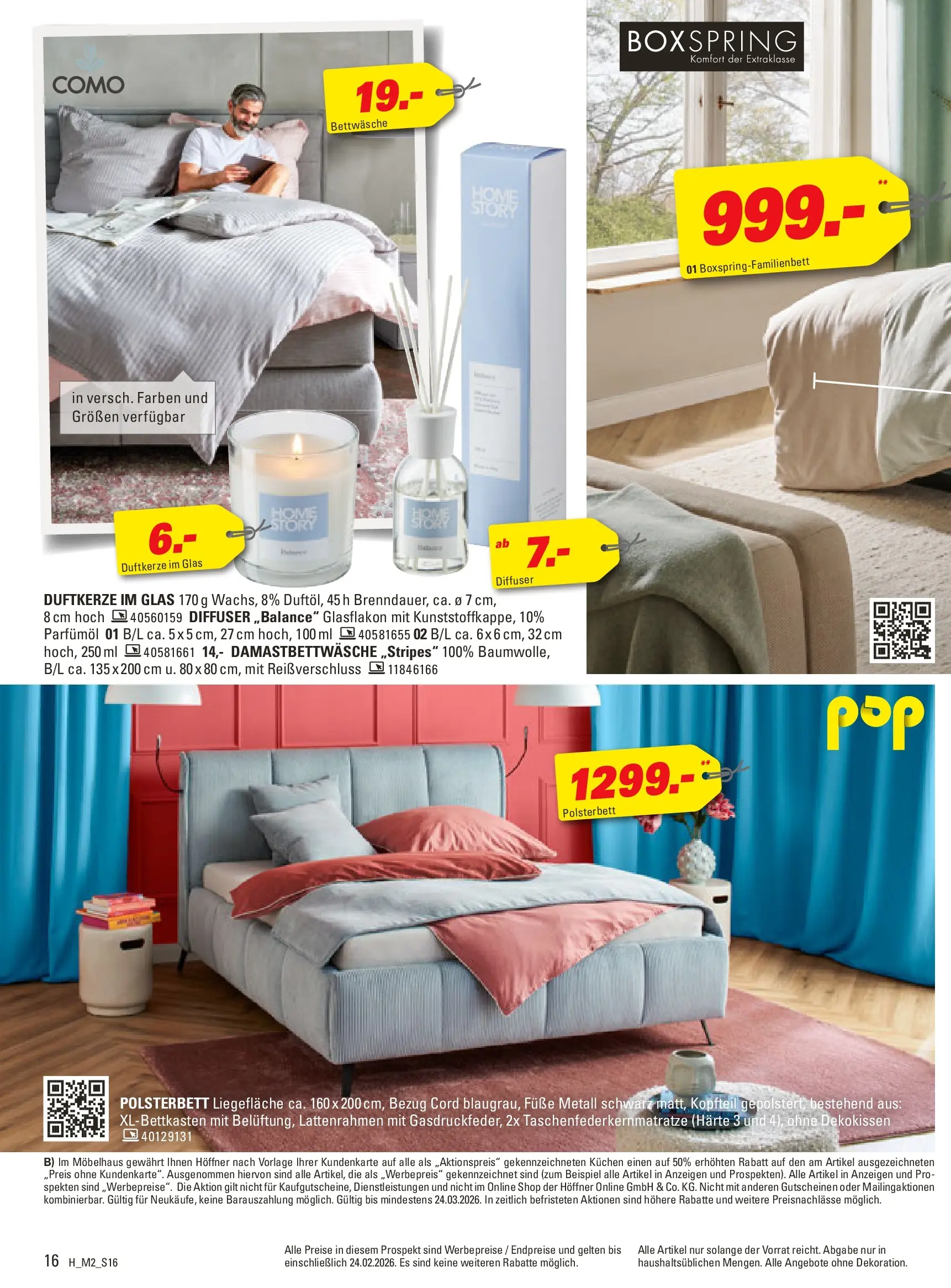 Höffner - Höffner: Möbelangebote (ab 10.02.2026) zum Blättern | Seite: 16 | Produkte: Polsterbett, Bettwäsche, Kuchen