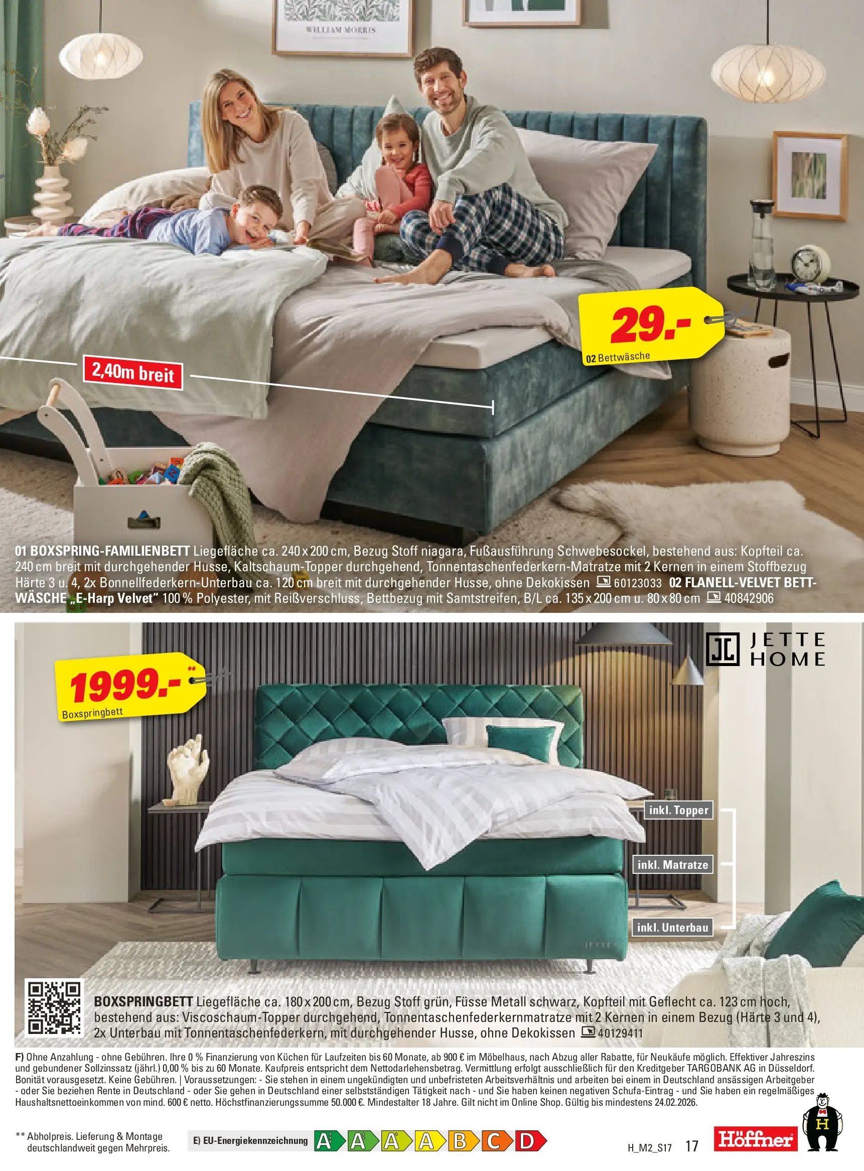 Höffner - Höffner: Möbelangebote (ab 10.02.2026) zum Blättern | Seite: 17 | Produkte: Bett, Matratze, Bettwäsche, Kuchen