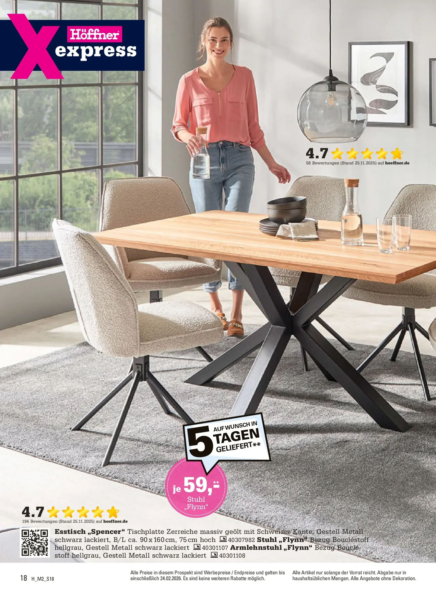Höffner - Höffner: Möbelangebote (ab 10.02.2026) zum Blättern | Seite: 18 | Produkte: Esstisch, Stuhl