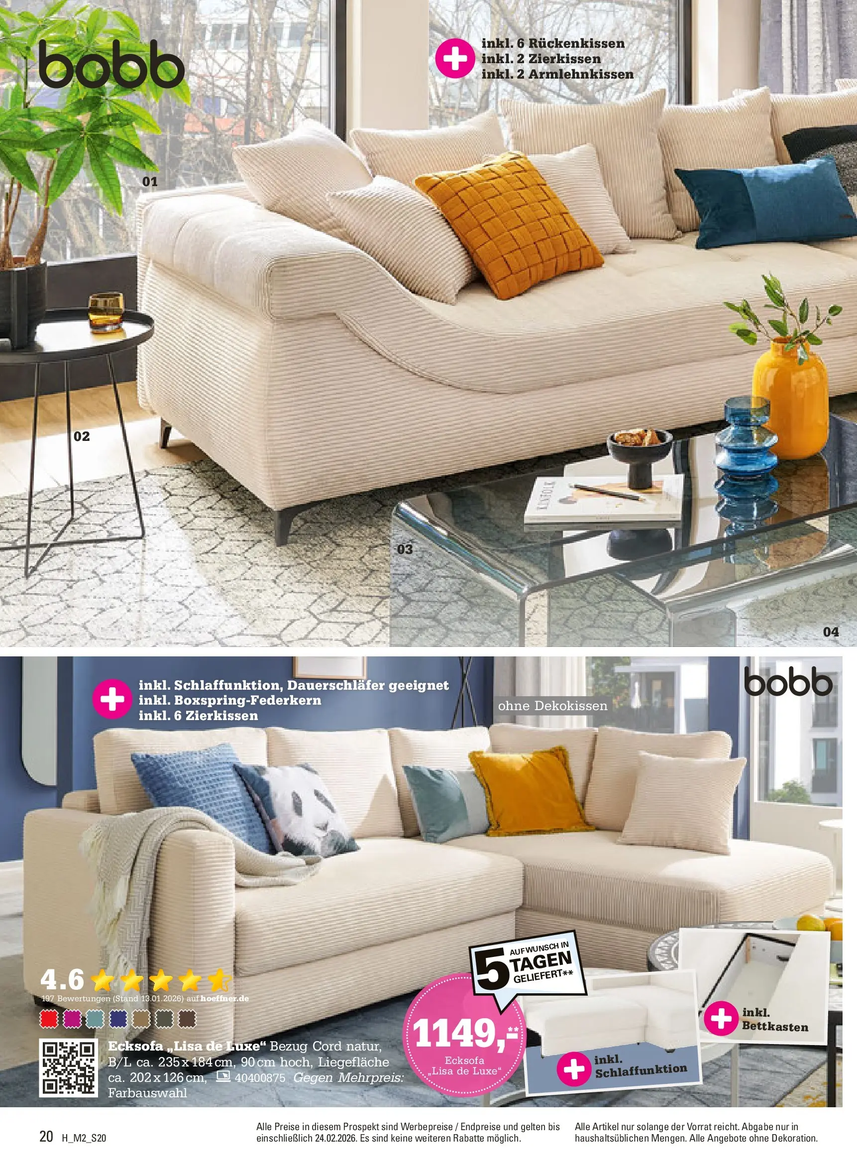 Höffner - Höffner: Möbelangebote (ab 10.02.2026) zum Blättern | Seite: 20 | Produkte: Ecksofa