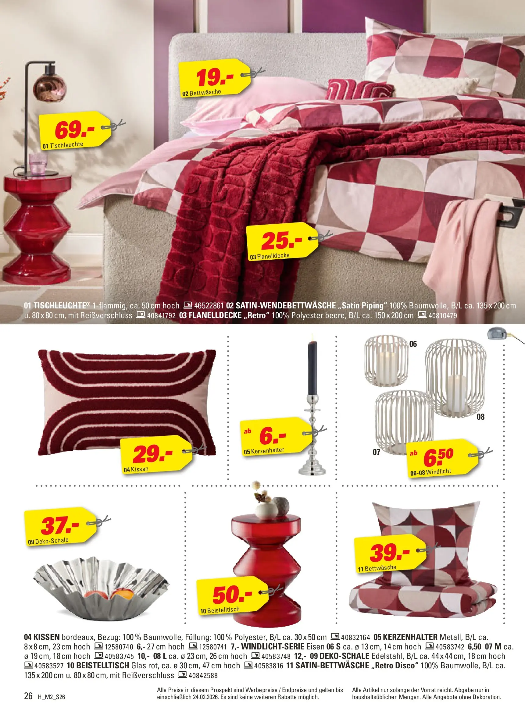 Höffner - Höffner: Möbelangebote (ab 10.02.2026) zum Blättern | Seite: 26 | Produkte: Beistelltisch, Kissen, Bettwäsche