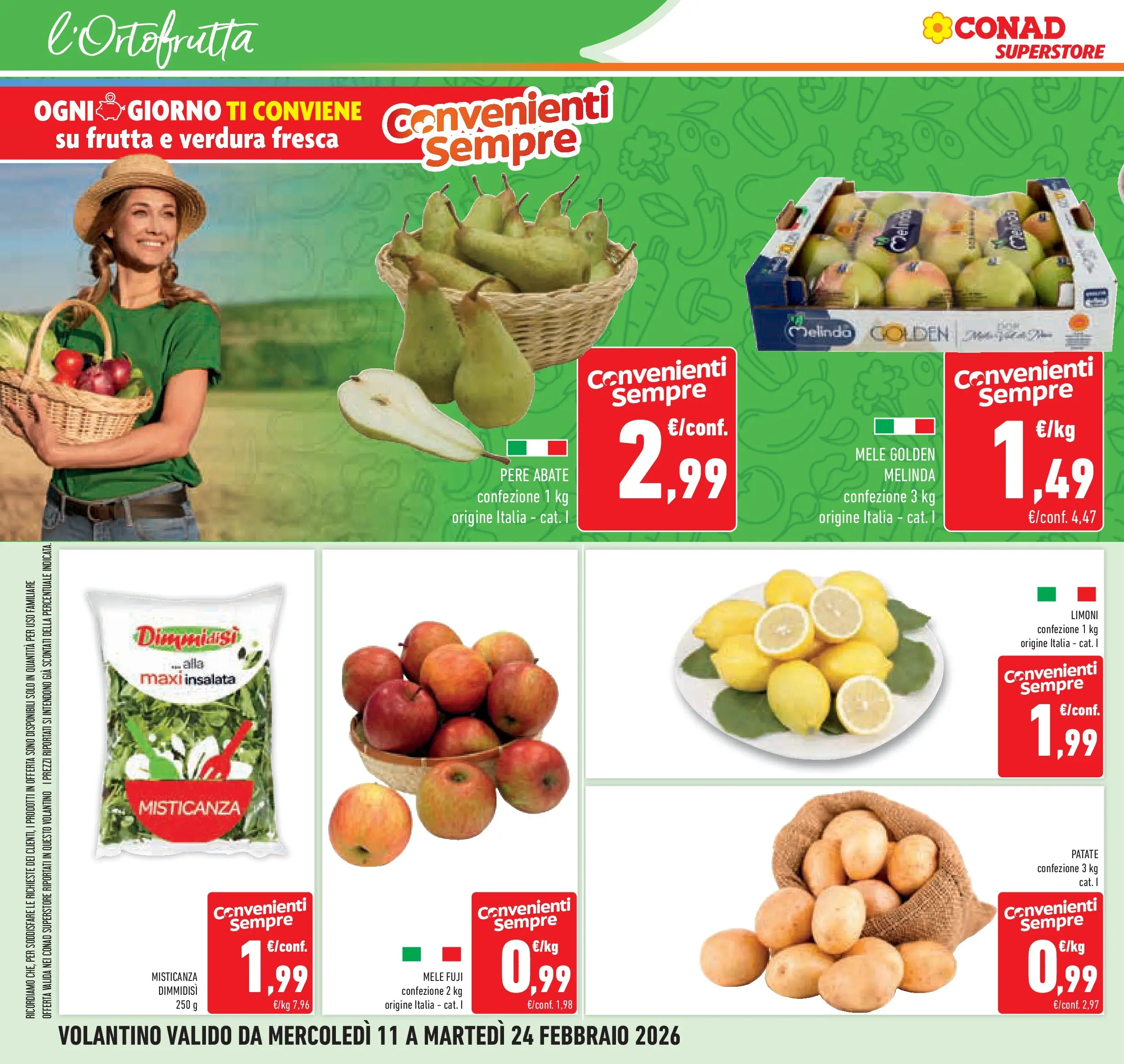 Volantino Conad dal 11/02/2026 > Anteprima | Pagina: 12 | Prodotti: Misticanza, Mele, Insalata, Patate