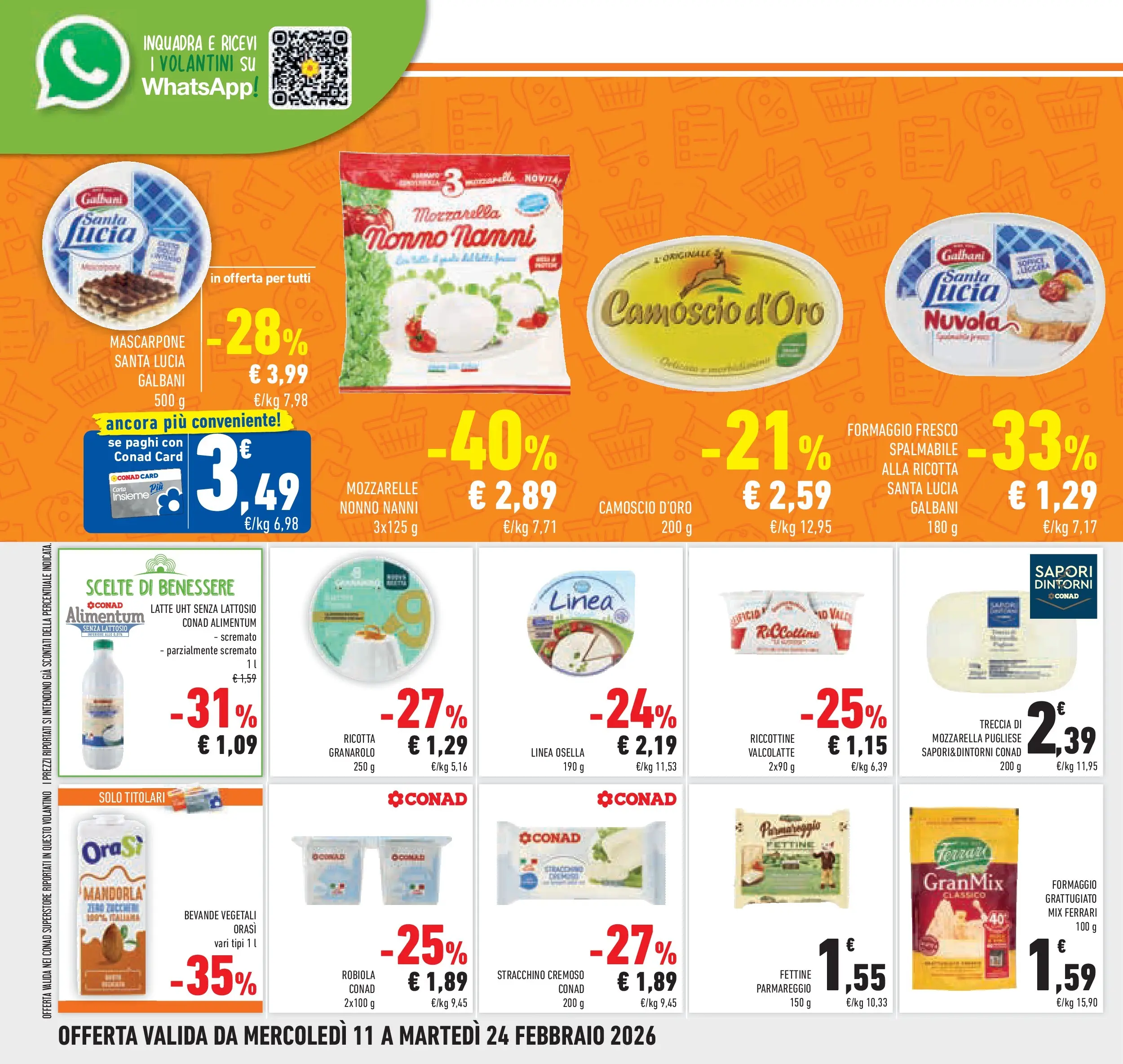 Volantino Conad dal 11/02/2026 > Anteprima | Pagina: 20 | Prodotti: Latte, Formaggio, Ricotta, Mascarpone