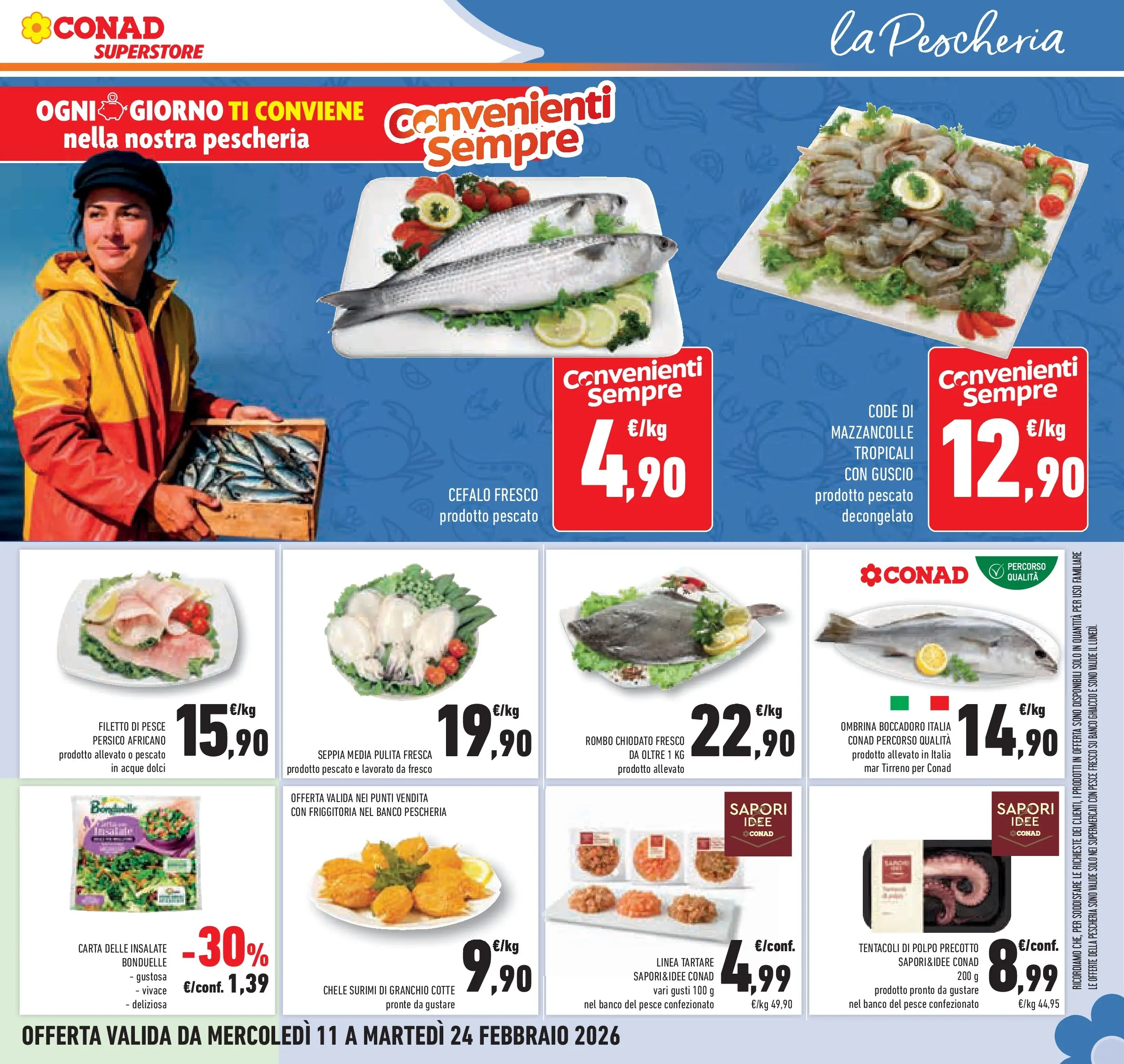 Volantino Conad dal 11/02/2026 > Anteprima | Pagina: 17 | Prodotti: Pesce, Surimi, Polpo, Mazzancolle