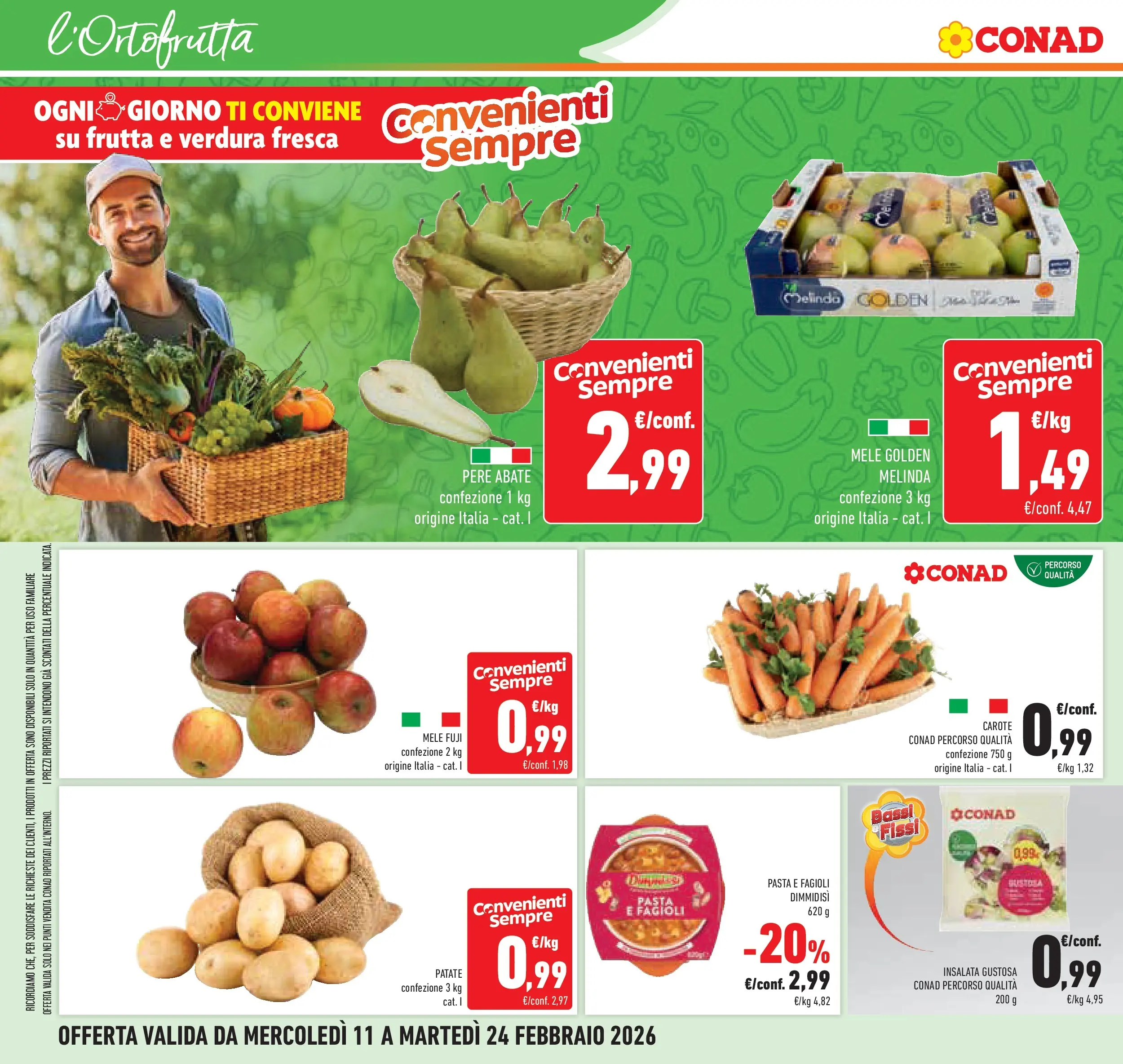 Volantino Conad dal 11/02/2026 > Anteprima | Pagina: 10 | Prodotti: Insalata, Frutta, Carote, Pasta