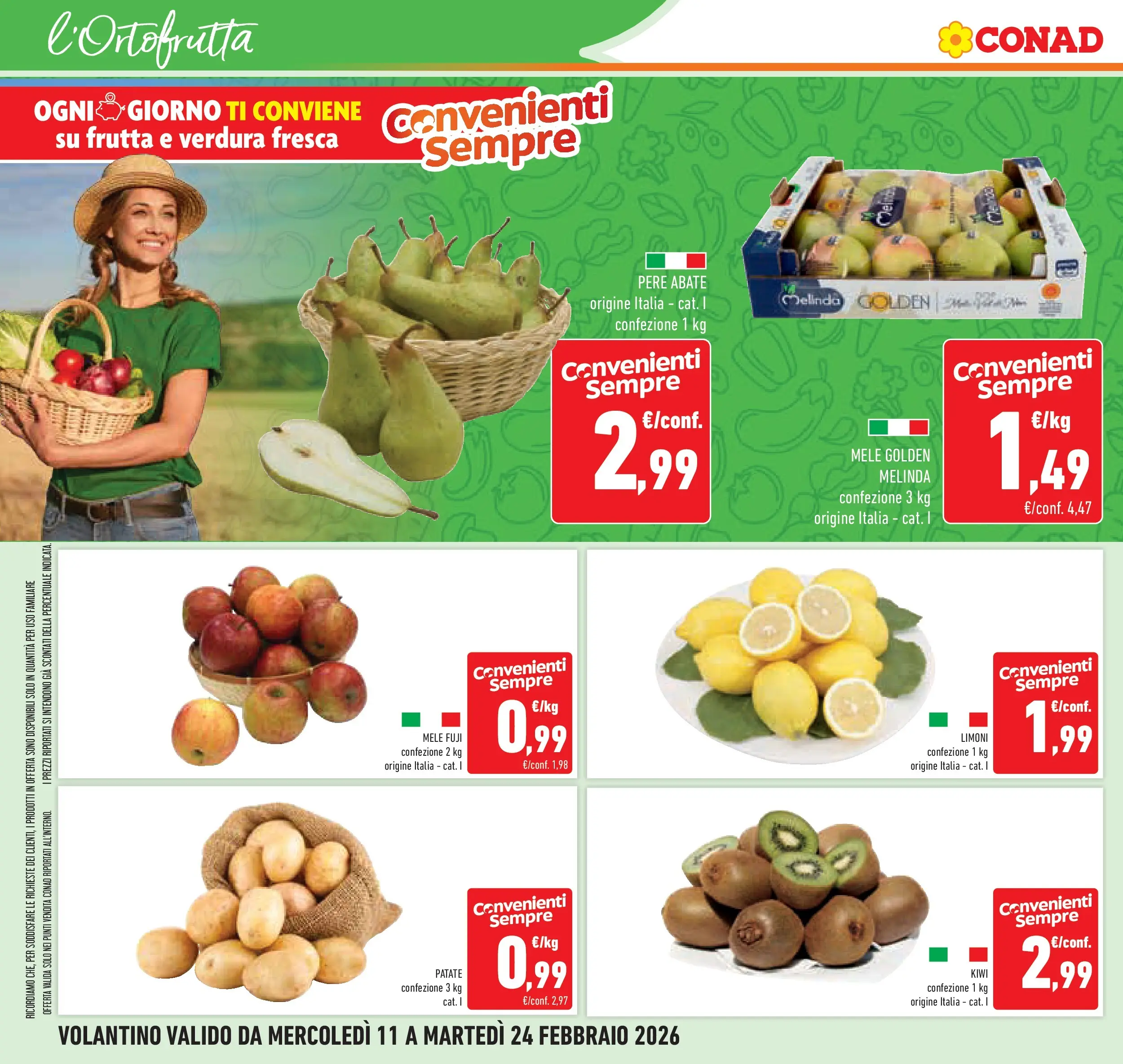 Volantino Conad dal 11/02/2026 > Anteprima | Pagina: 12 | Prodotti: Mele, Kiwi, Patate, Frutta