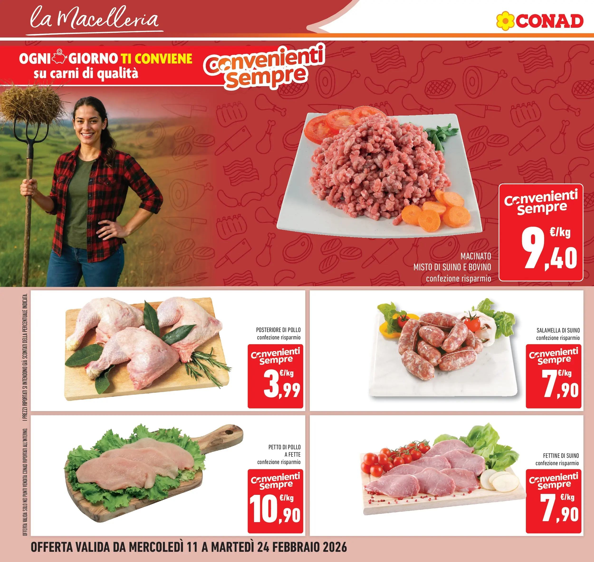 Volantino Conad dal 11/02/2026 > Anteprima | Pagina: 12 | Prodotti: Bovino, Salamella, Pollo, Suino