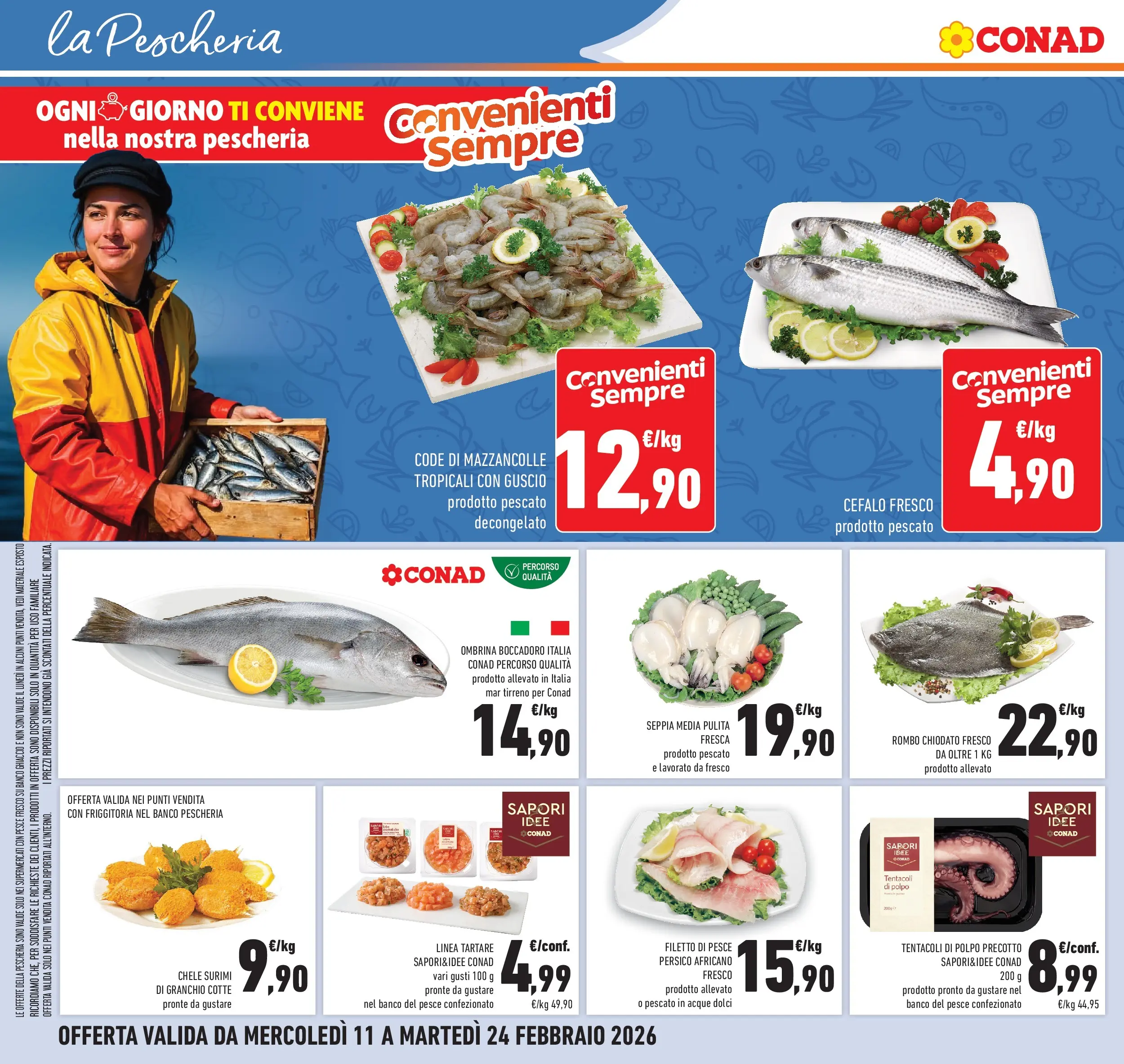 Volantino Conad dal 11/02/2026 > Anteprima | Pagina: 18 | Prodotti: Pesce, Surimi, Polpo, Mazzancolle