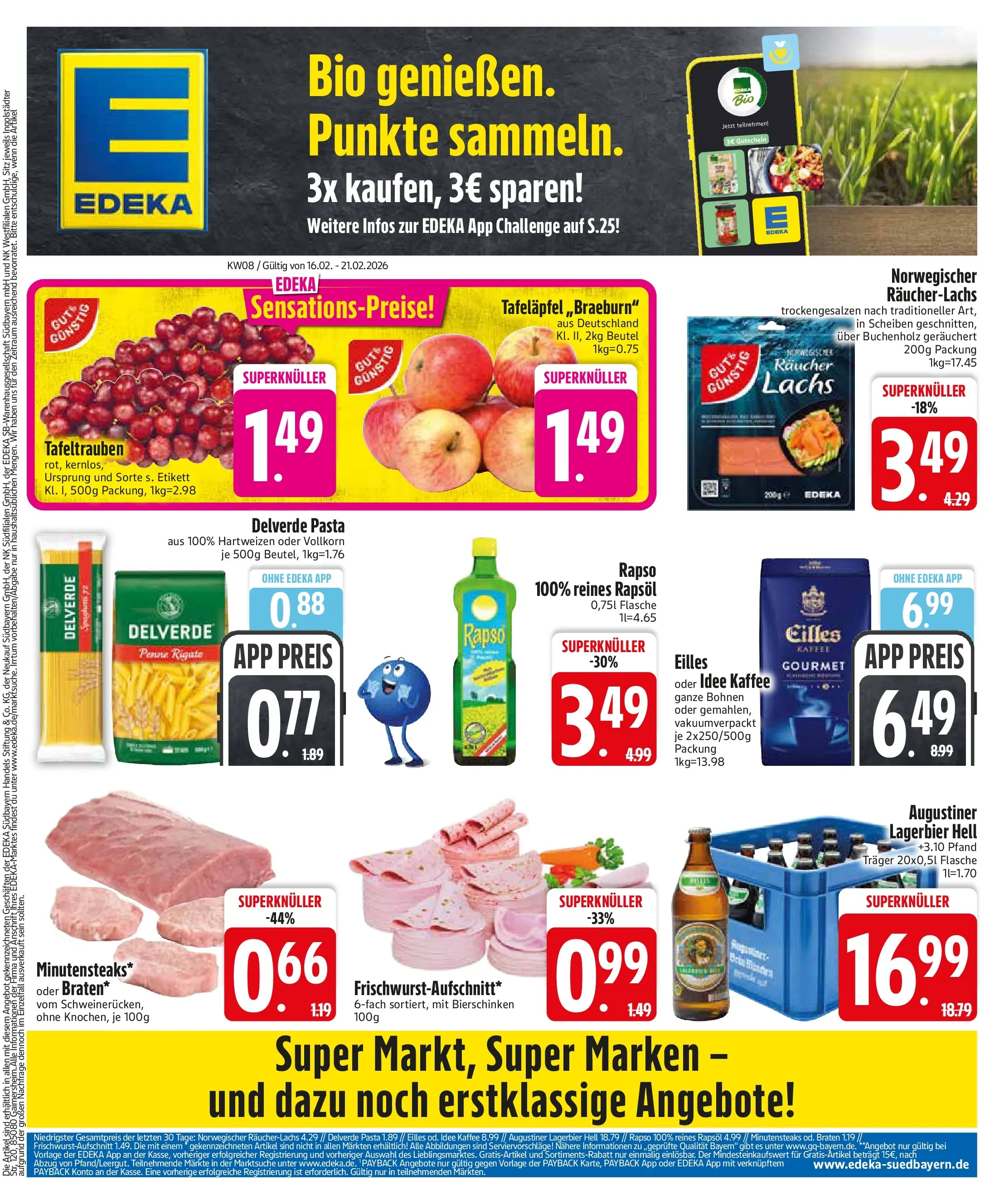 Edeka prospekt Sonthofen	 (ab 16.02.2026) » Angebote Online | Seite: 1 | Produkte: Kaffee, Rapsöl, Lachs, Räucherlachs