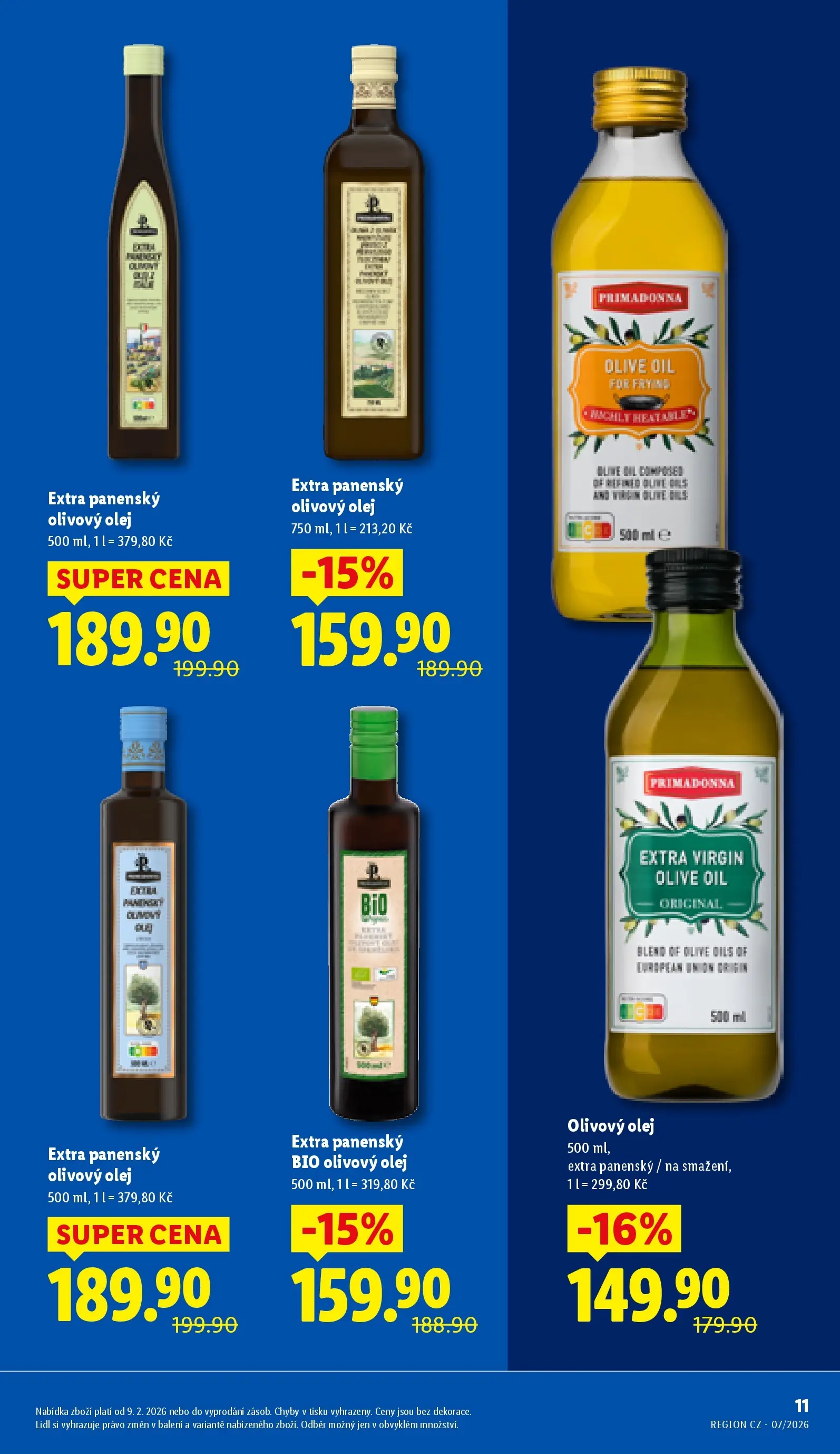 Lidl leták od 11.02.2026 - Nový akční leták | Strana: 11 | Produkty: Olivový olej, Olej, Extra panenský olivový olej