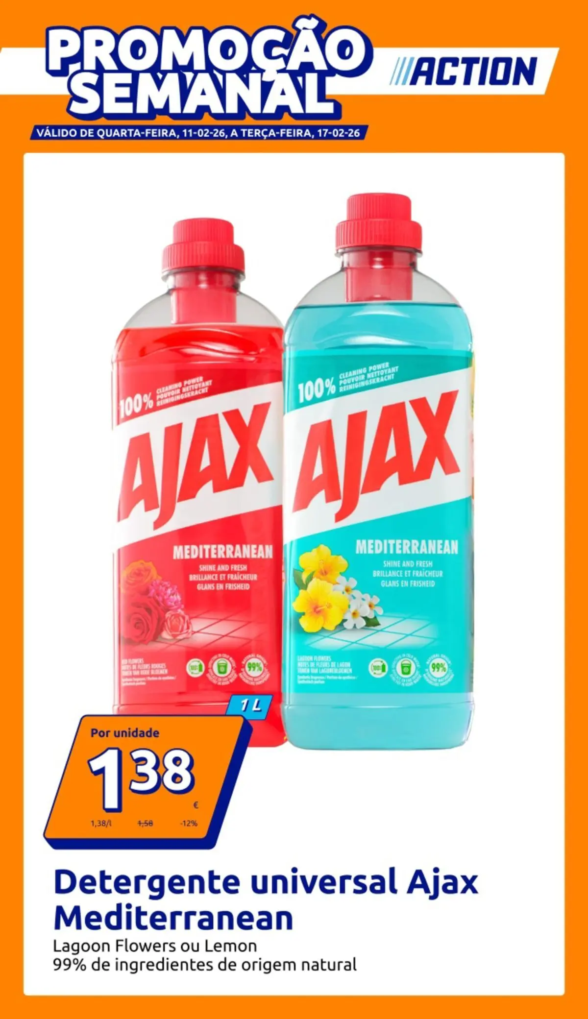 Action - Preços extremamente baixos » de 11/02/2026 - 17/02/2026 | Página: 1 | Produtos: Detergente