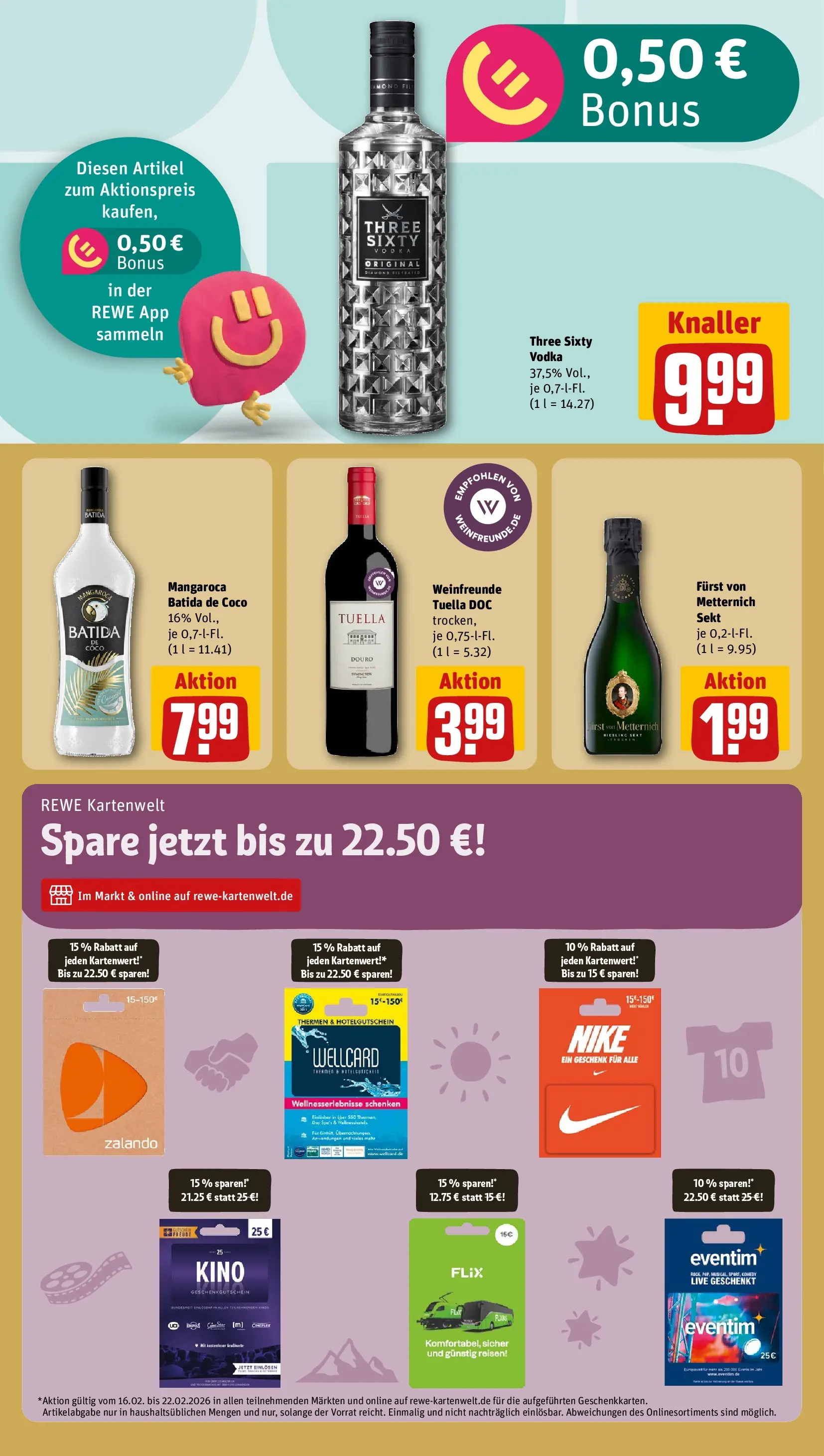 REWE Prospekt ab 15.02.2026 zum Blättern » Angebote | Seite: 21 | Produkte: Furst von metternich, Sekt, Batida de coco, Wein