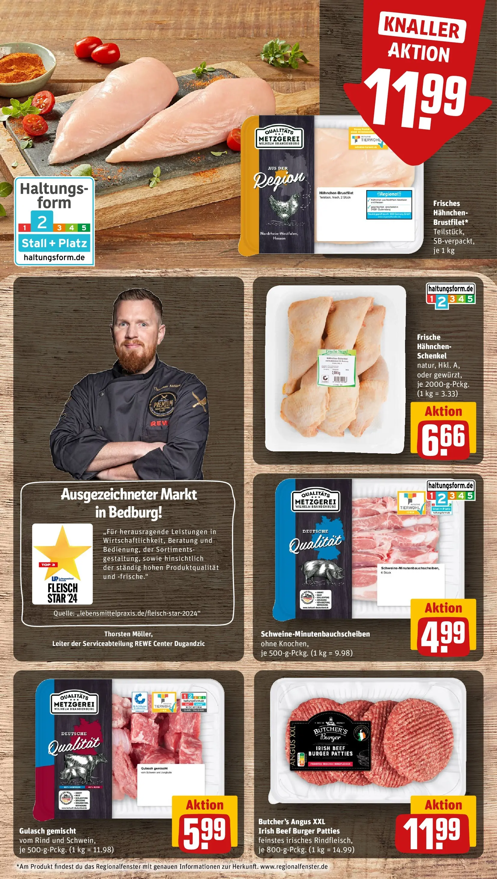 REWE Prospekt ab 16.02.2026 zum Blättern » Angebote | Seite: 14 | Produkte: Hahnchen, Burger, Gulasch, Fleisch