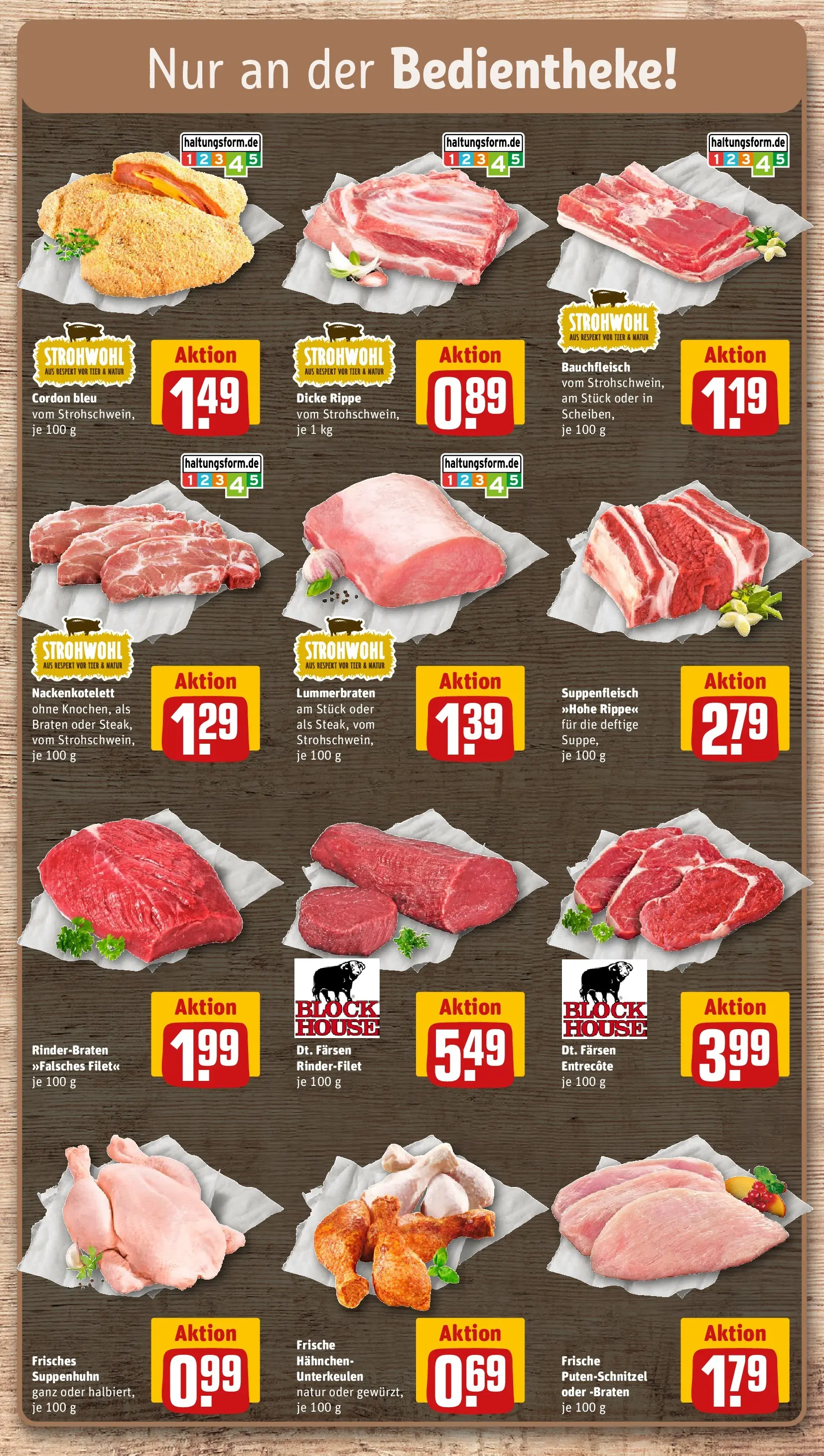 REWE Prospekt ab 16.02.2026 zum Blättern » Angebote | Seite: 14 | Produkte: Rinderbraten, Hahnchen, Entrecote, Putenschnitzel