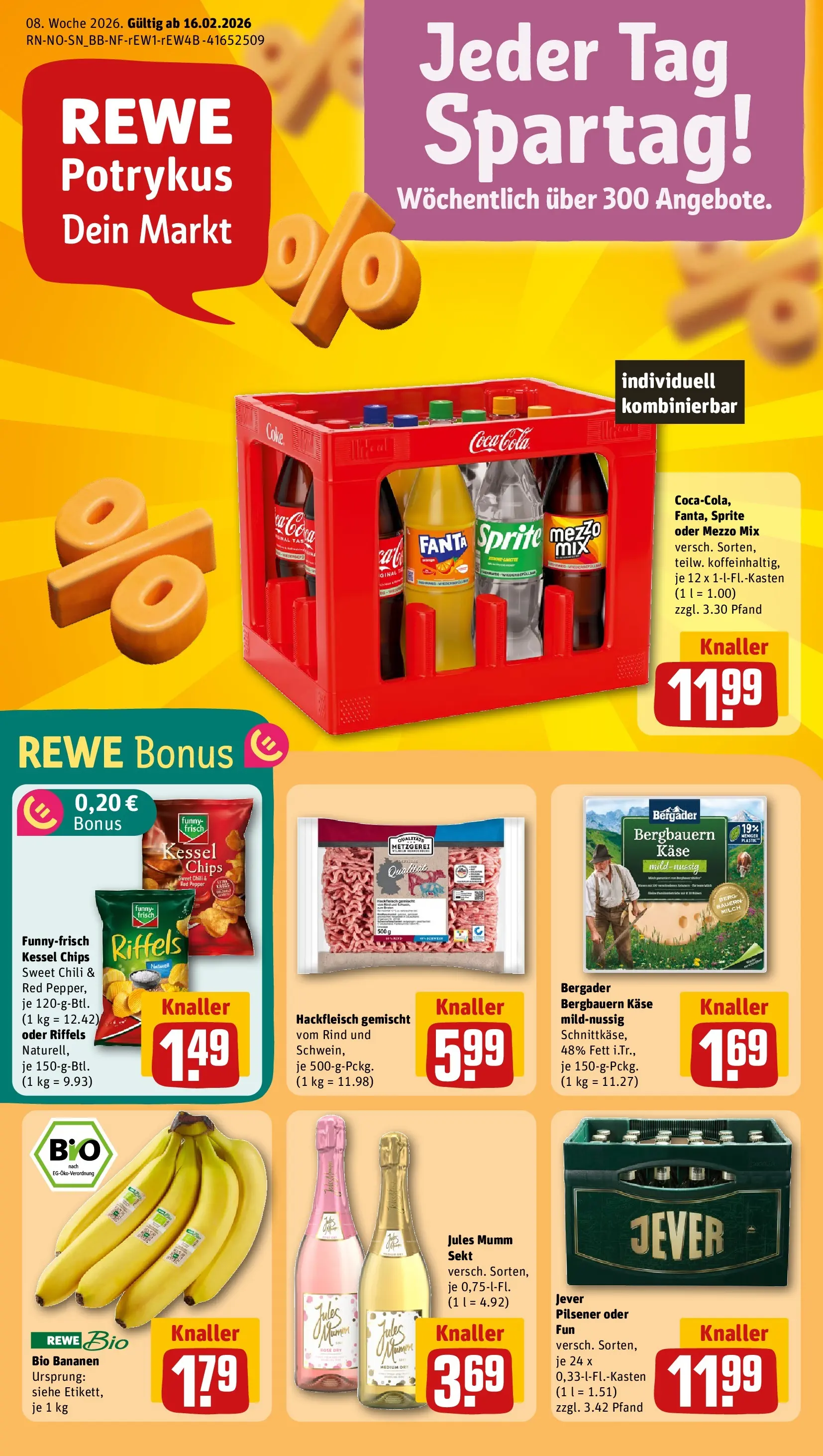 REWE Prospekt ab 16.02.2026 zum Blättern » Angebote | Seite: 1 | Produkte: Sprite, Käse, Funny frisch, Oder mezzo mix