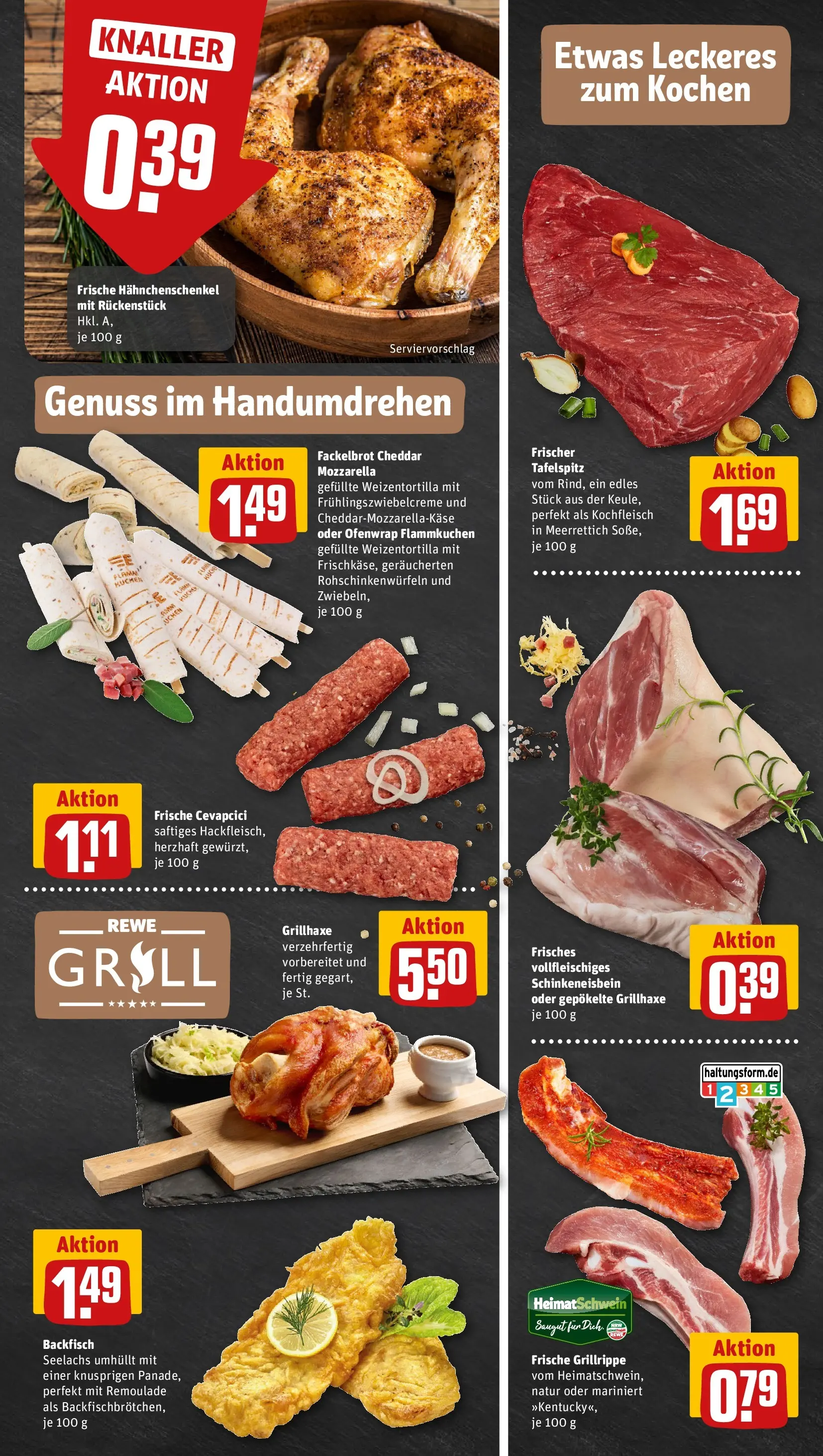 REWE Prospekt ab 16.02.2026 zum Blättern » Angebote | Seite: 9 | Produkte: Tafelspitz, Hahnchenschenkel, Mozzarella, Cevapcici