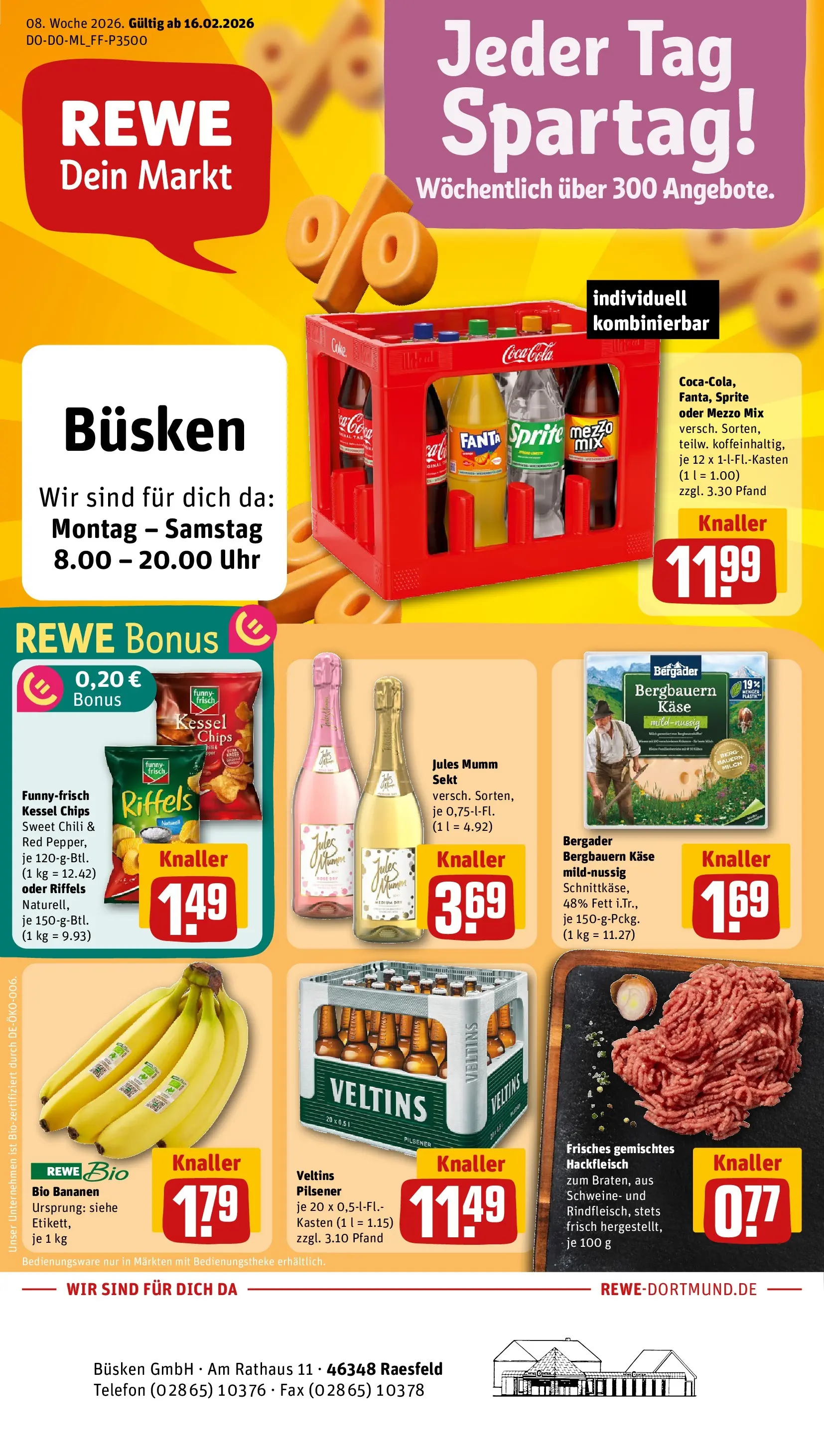 REWE Prospekt ab 16.02.2026 zum Blättern » Angebote | Seite: 1 | Produkte: Mumm sekt, Käse, Sekt, Jules mumm