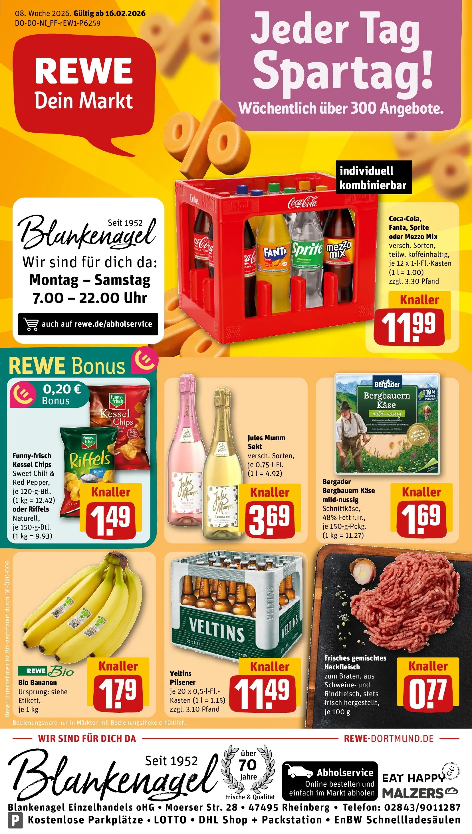 REWE Prospekt ab 16.02.2026 zum Blättern » Angebote | Seite: 2 | Produkte: Fanta, Bananen, Jules mumm, Uhr