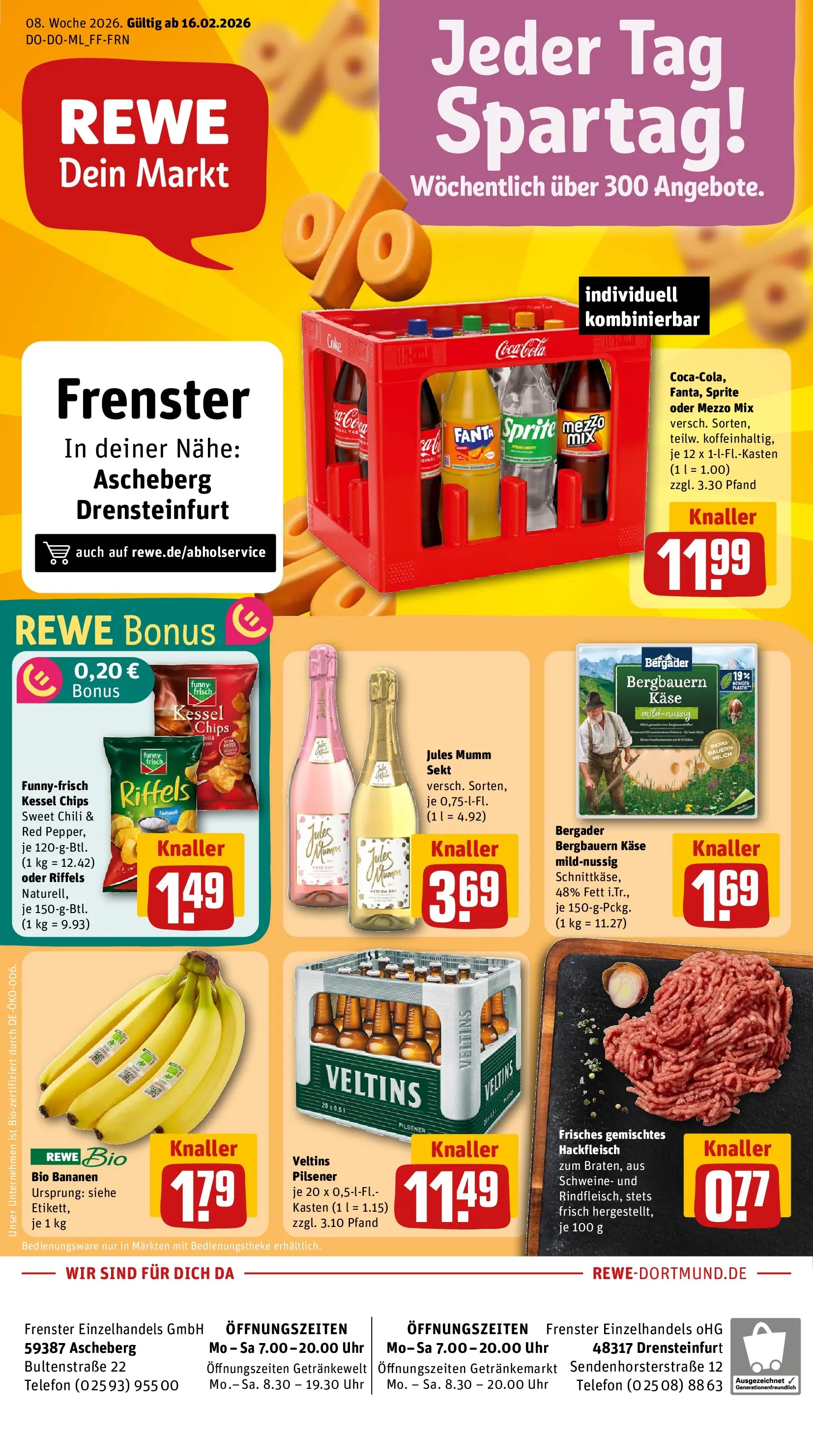 REWE Prospekt ab 16.02.2026 zum Blättern » Angebote | Seite: 1 | Produkte: Mumm sekt, Fanta, Sekt, Chili