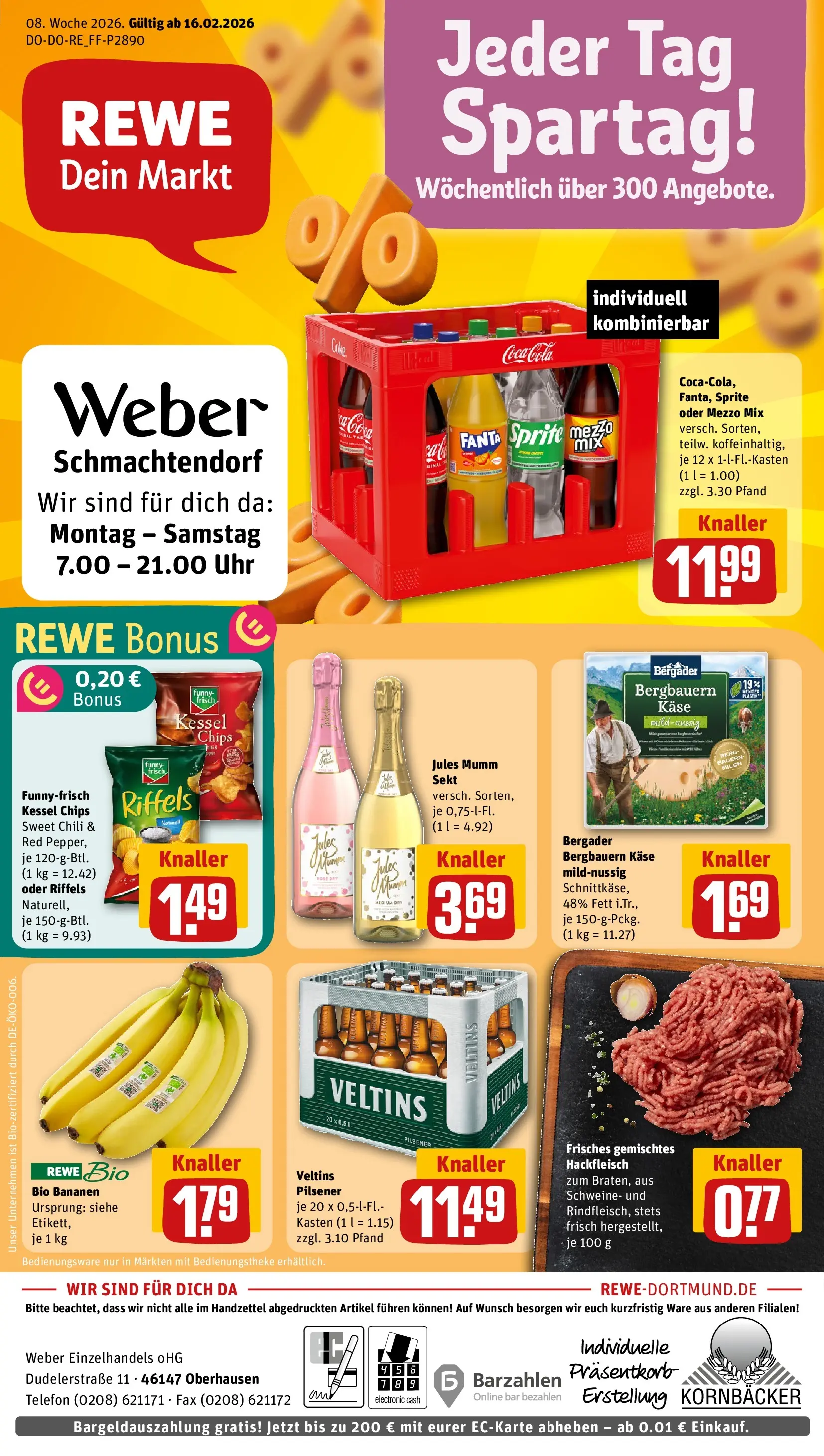 REWE Prospekt ab 16.02.2026 zum Blättern » Angebote | Seite: 1 | Produkte: Milch, Sekt, Jules mumm, Veltins