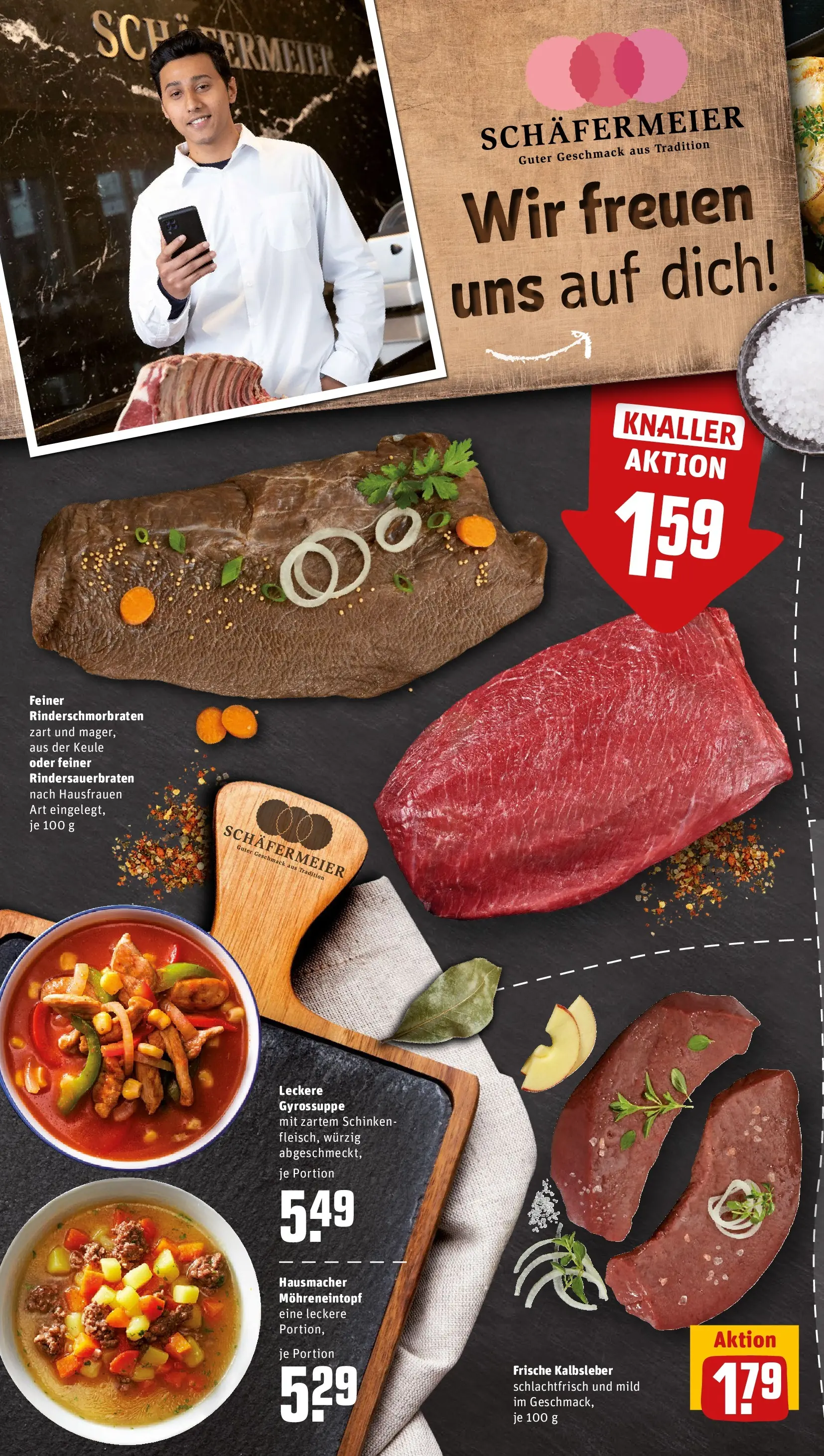 REWE Prospekt ab 16.02.2026 zum Blättern » Angebote | Seite: 8 | Produkte: Kalbsleber, Schinken