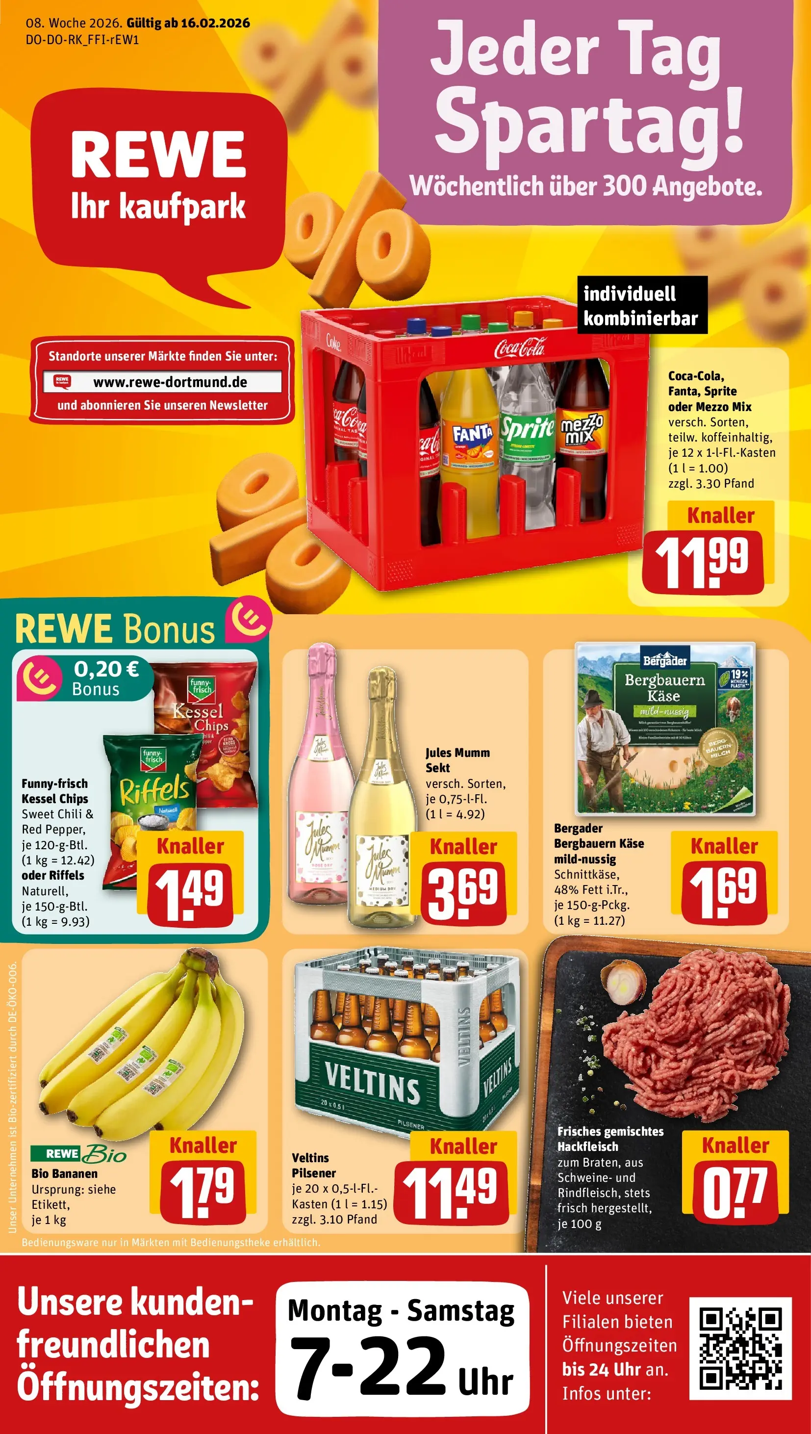 REWE Prospekt ab 16.02.2026 zum Blättern » Angebote | Seite: 1 | Produkte: Fanta, Sprite, Chili, Oder mezzo mix