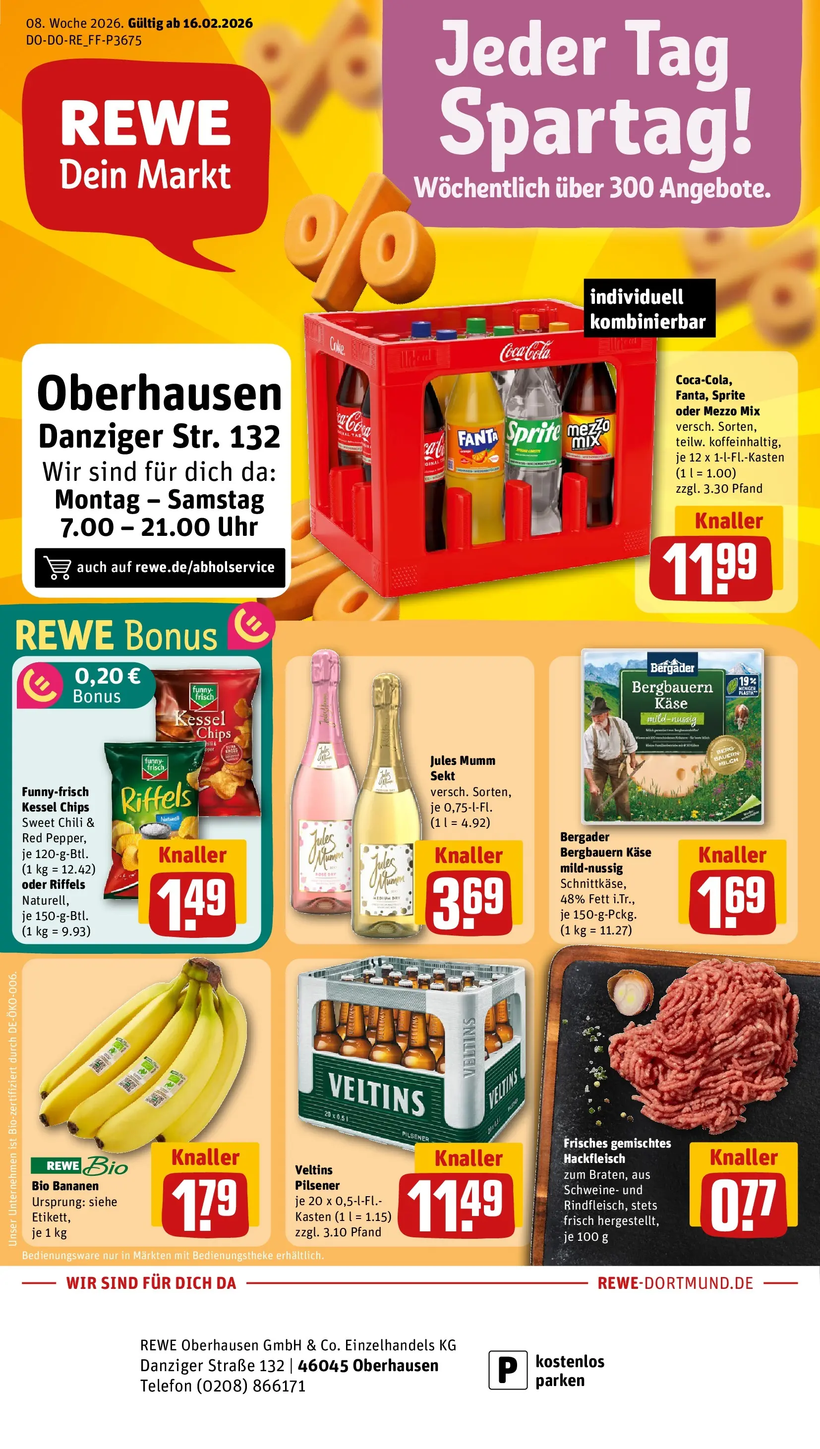 REWE Prospekt ab 16.02.2026 zum Blättern » Angebote | Seite: 1 | Produkte: Fanta, Sprite, Cola, Sekt