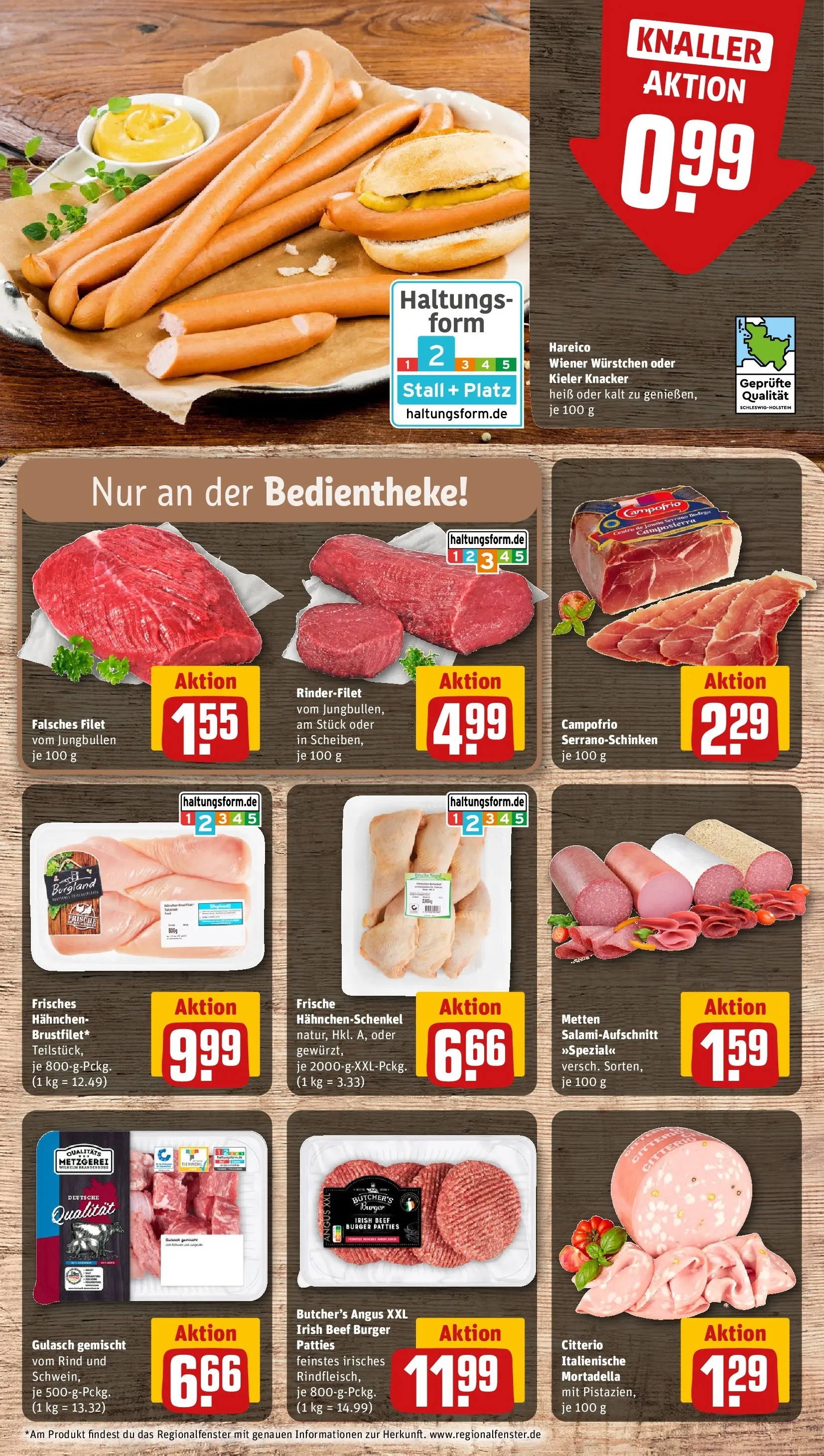REWE Prospekt ab 16.02.2026 zum Blättern » Angebote | Seite: 10 | Produkte: Rinderfilet, Burger, Gulasch, Salami