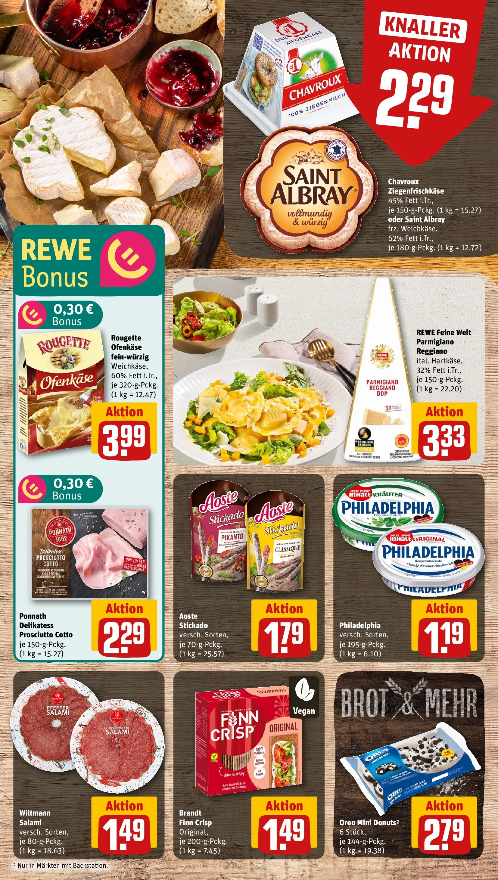 REWE Prospekt ab 16.02.2026 zum Blättern » Angebote | Seite: 13 | Produkte: Ziegenkäse, Rougette ofenkase, Donuts, Salami