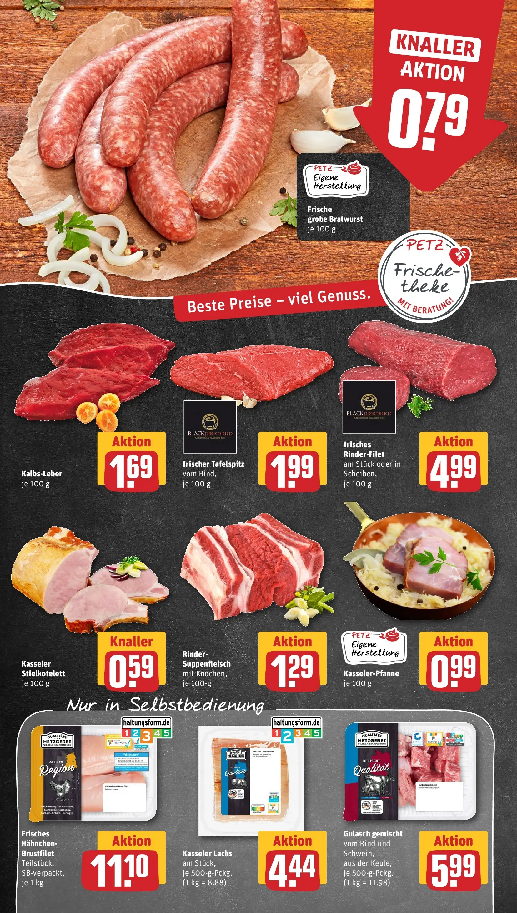 REWE Prospekt ab 16.02.2026 zum Blättern » Angebote | Seite: 10 | Produkte: Hahnchen, Bratwurst, Kalbsleber, Suppenfleisch