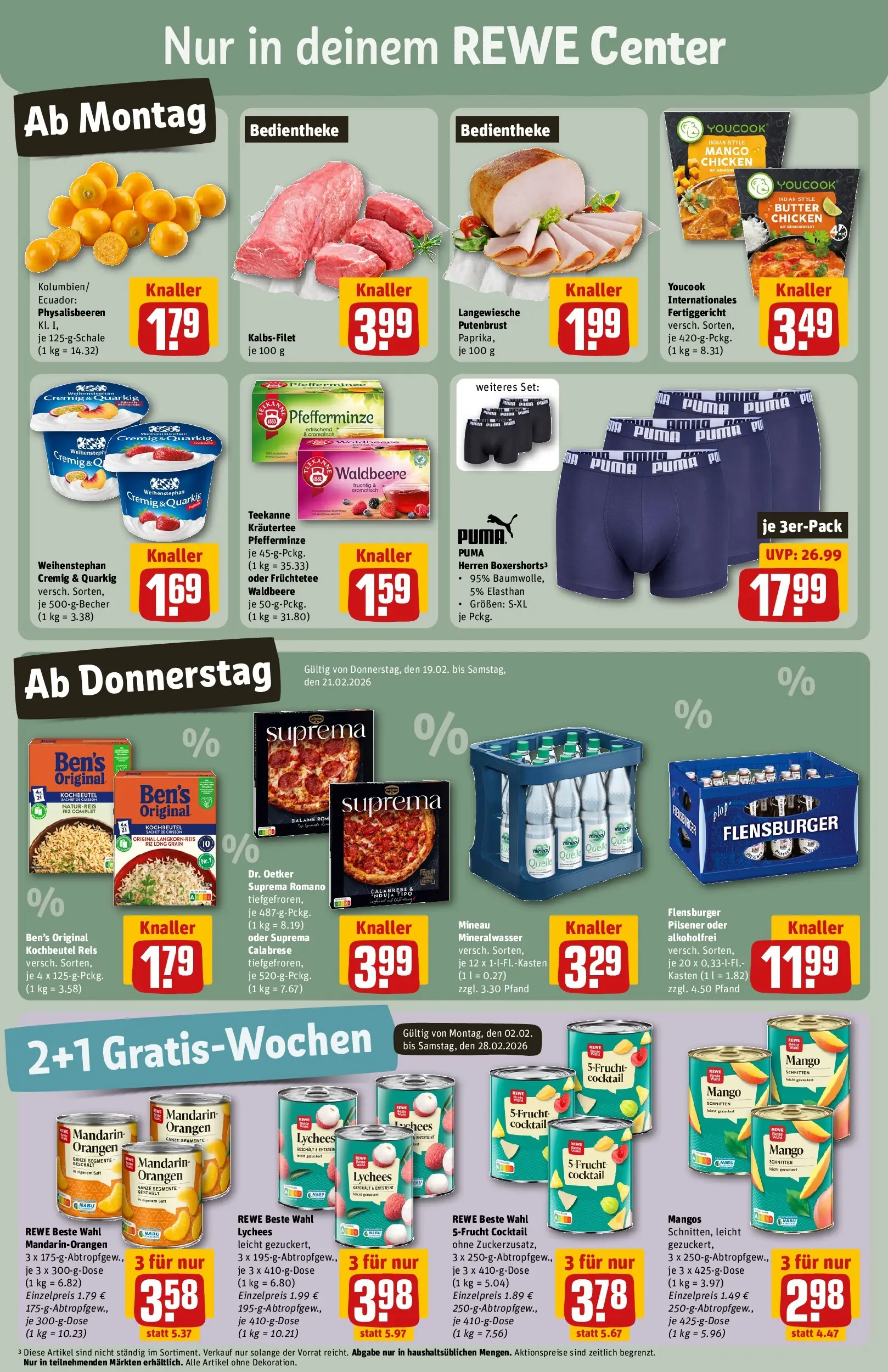 REWE Prospekt ab 16.02.2026 zum Blättern » Angebote | Seite: 3 | Produkte: Youcook, Orangen, Flensburger, Mango