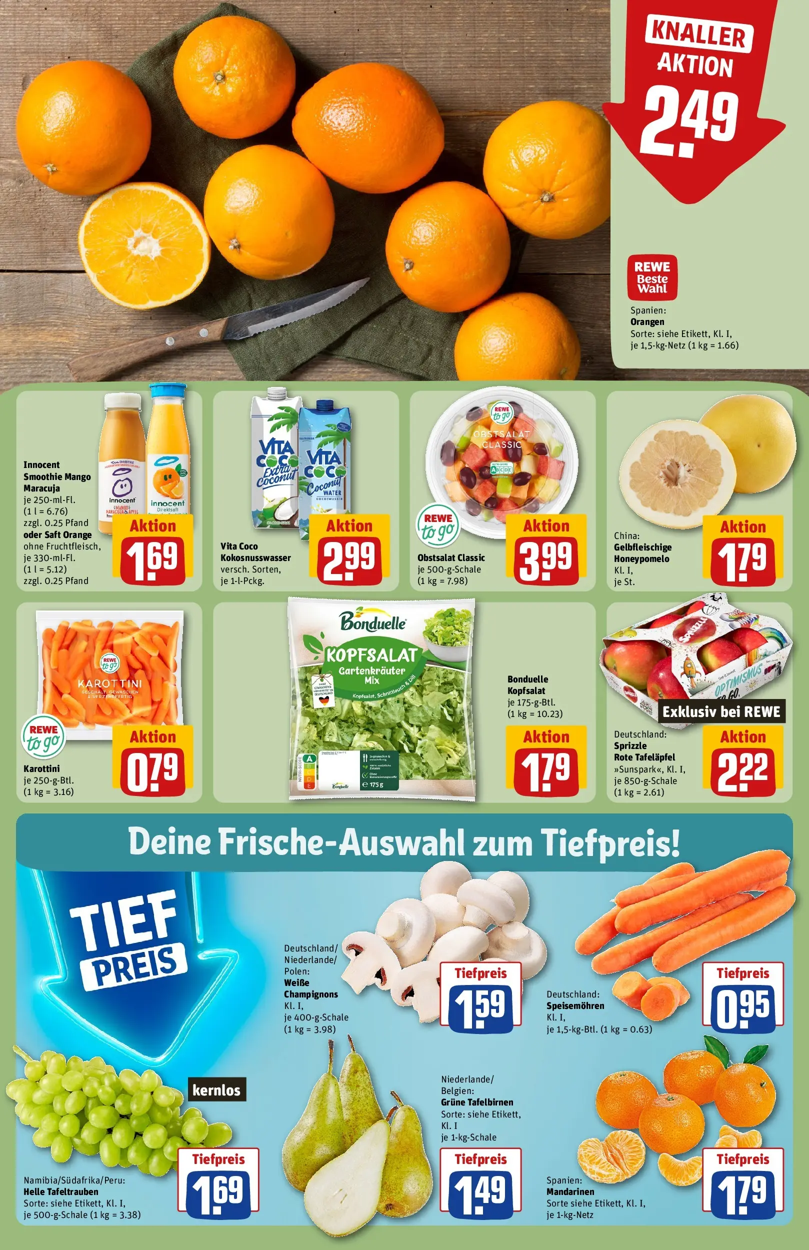 REWE Prospekt ab 16.02.2026 zum Blättern » Angebote | Seite: 10 | Produkte: Äpfel, Mandarinen, Orangen, Champignons