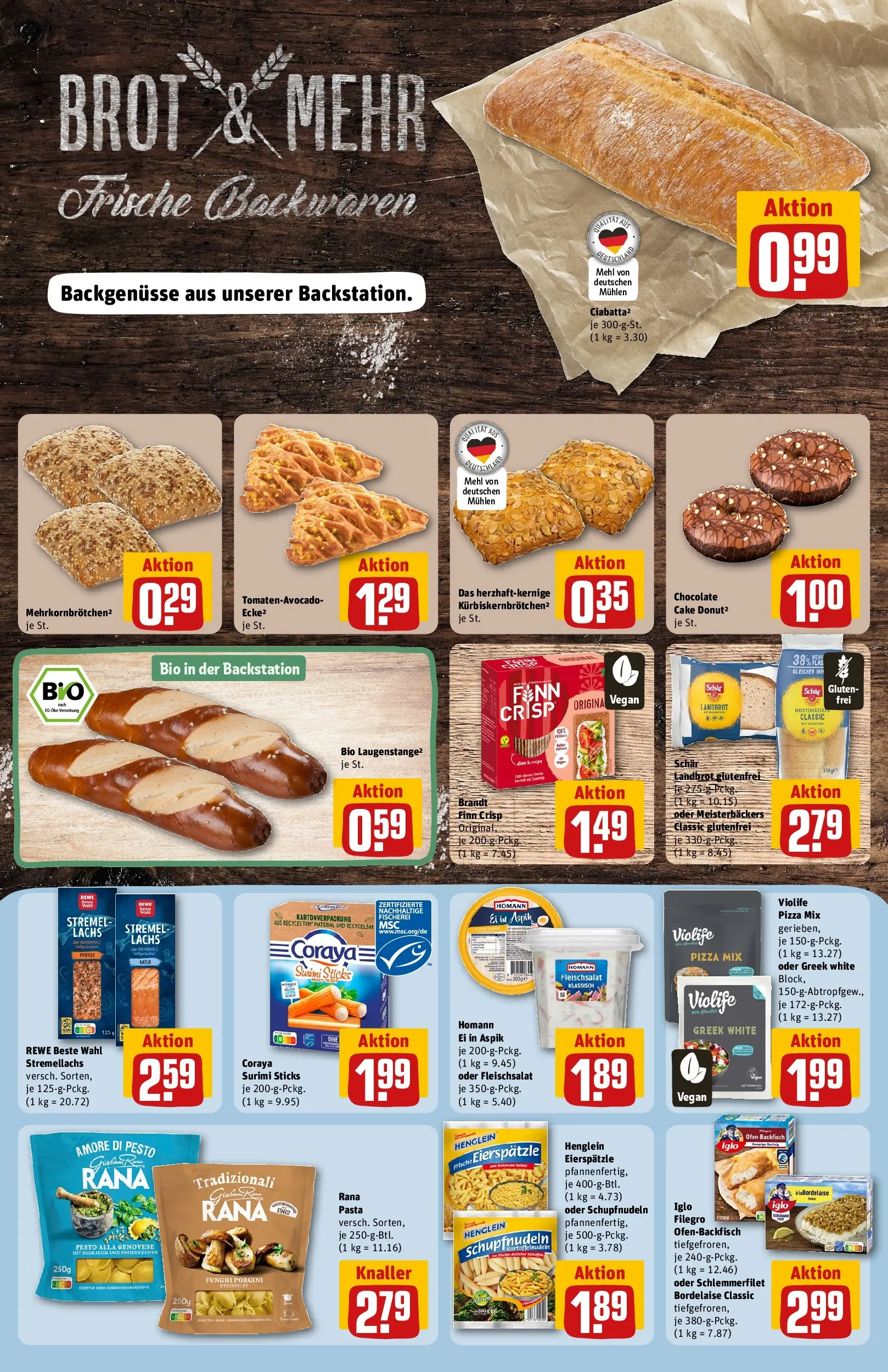 REWE Prospekt ab 16.02.2026 zum Blättern » Angebote | Seite: 18 | Produkte: Iglo, Pasta, Brot, Pizza