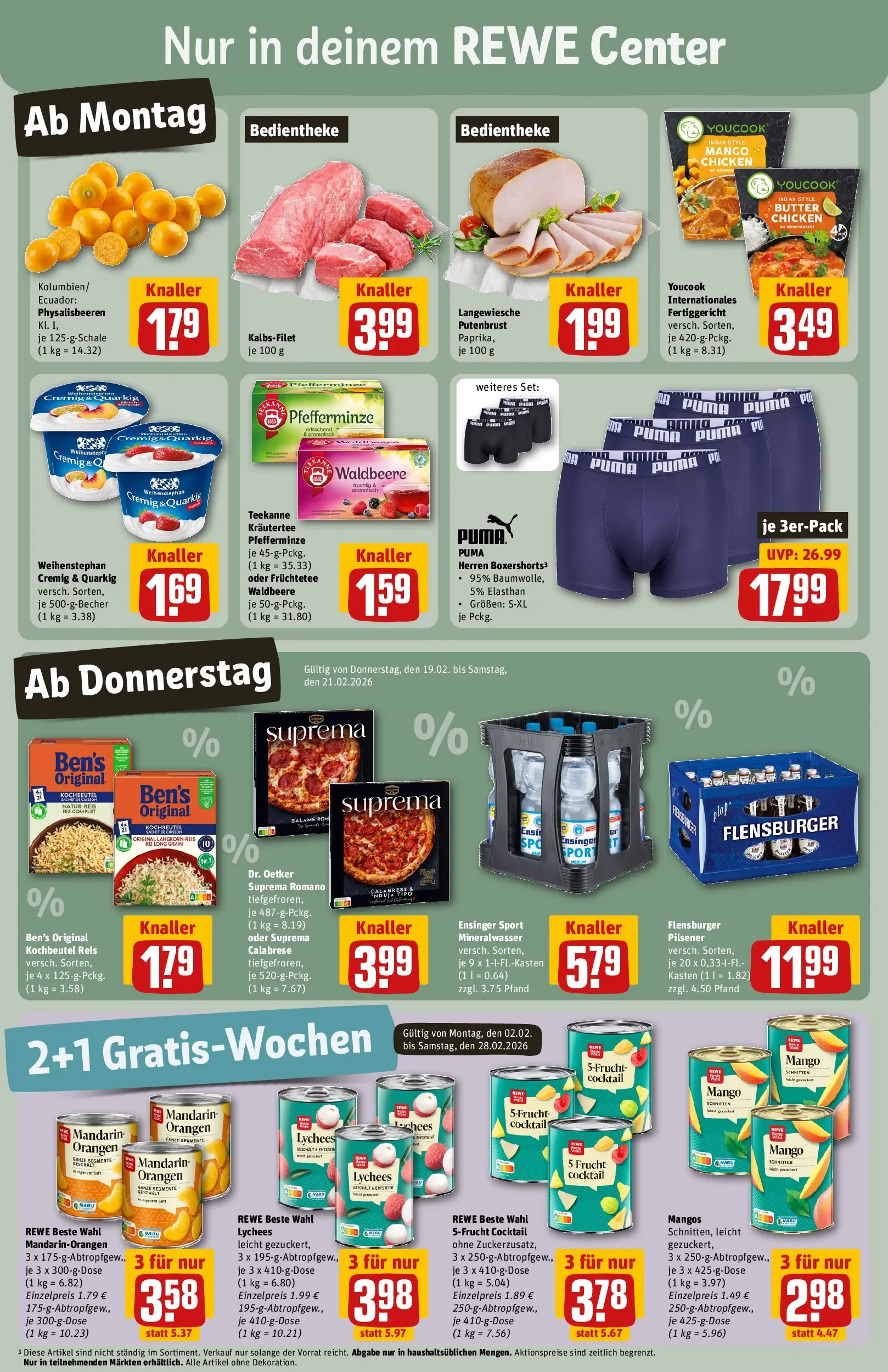 REWE Prospekt ab 16.02.2026 zum Blättern » Angebote | Seite: 3 | Produkte: Quark, Butter, Orangen, Flensburger