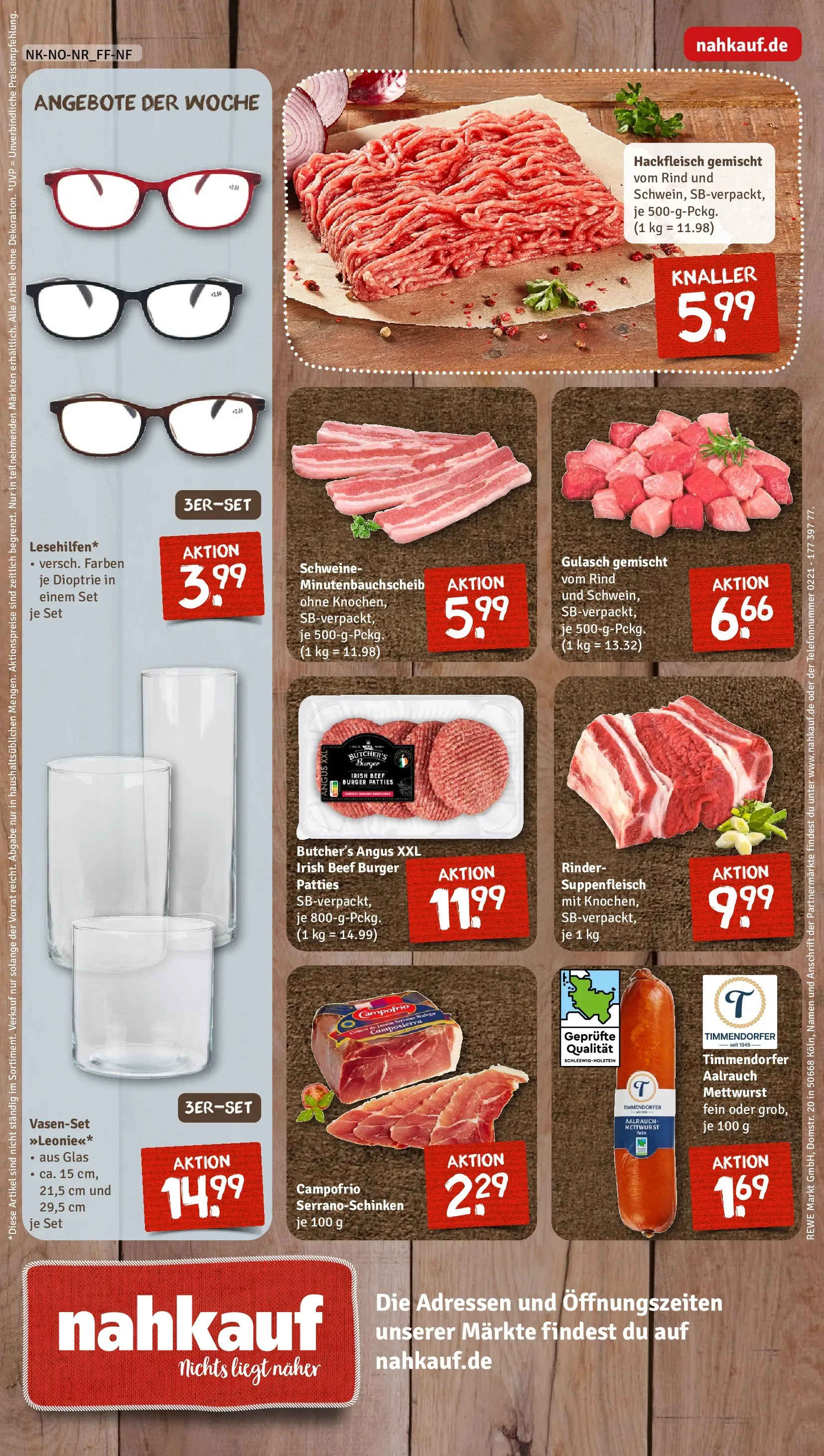 REWE Prospekt ab 16.02.2026 zum Blättern » Angebote | Seite: 8 | Produkte: Vase, Gulasch, Suppenfleisch, Hackfleisch