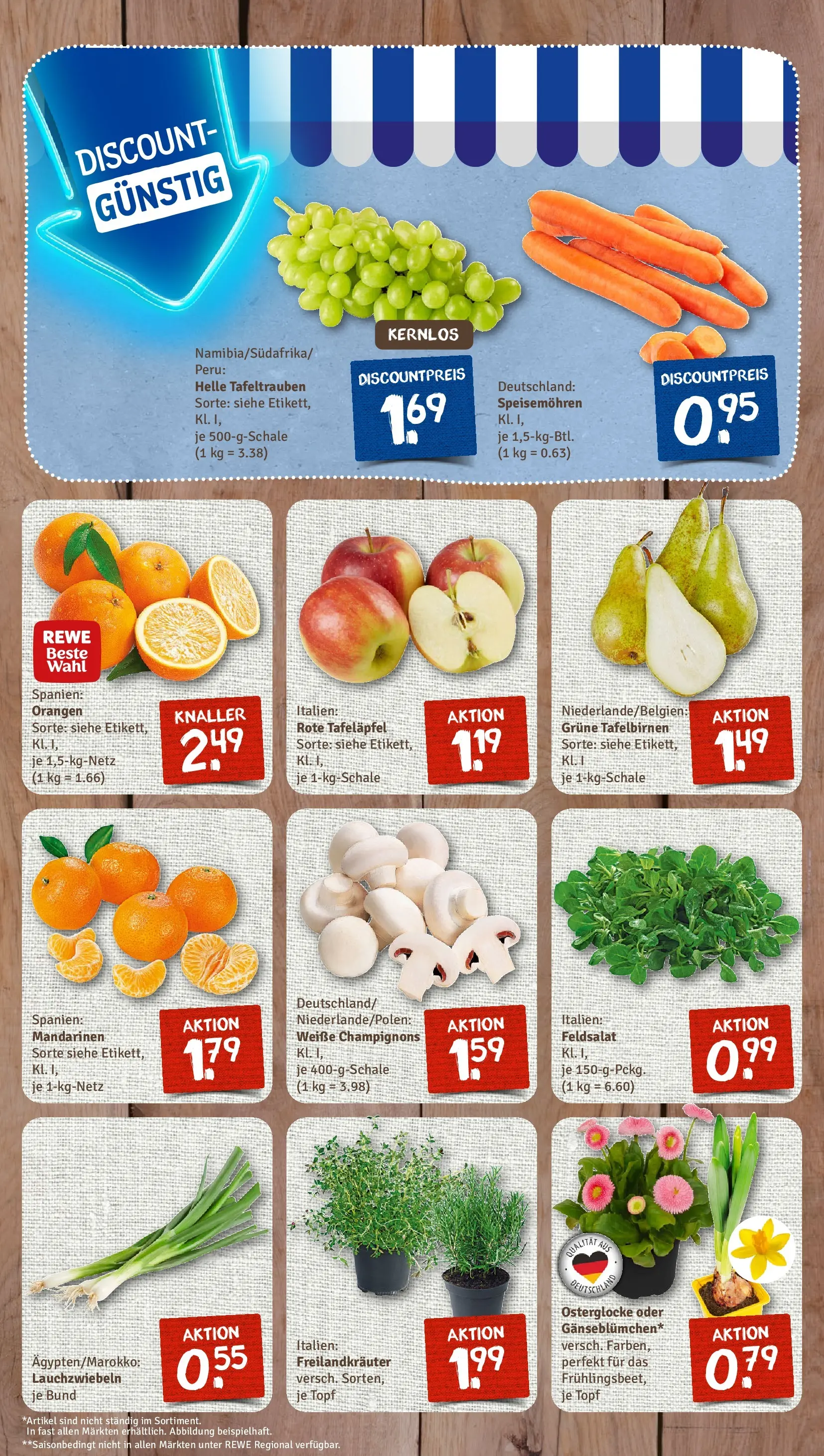 REWE Prospekt ab 16.02.2026 zum Blättern » Angebote | Seite: 3 | Produkte: Mandarinen, Orangen, Champignons