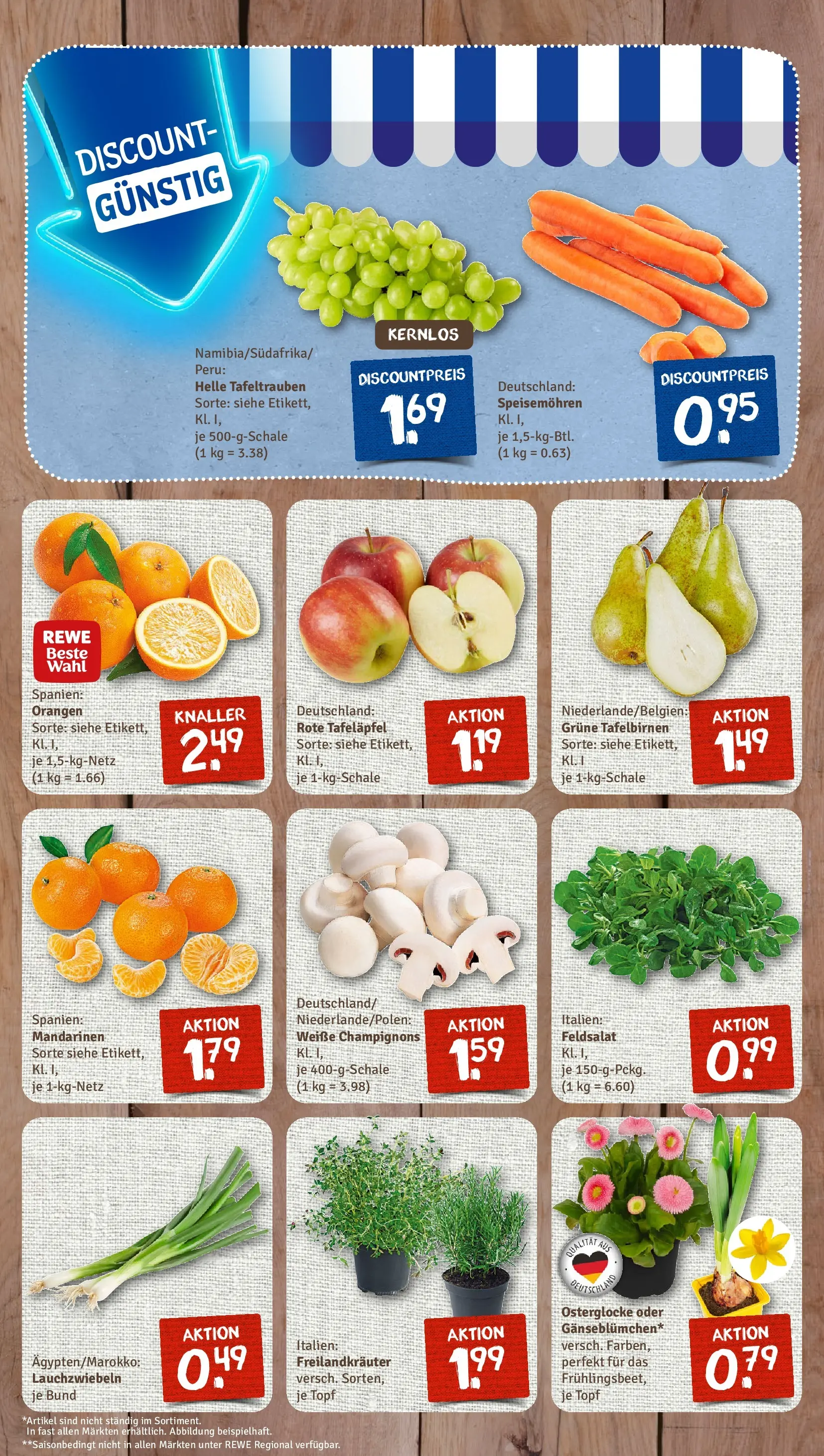 REWE Prospekt ab 16.02.2026 zum Blättern » Angebote | Seite: 3 | Produkte: Mandarinen, Orangen, Champignons