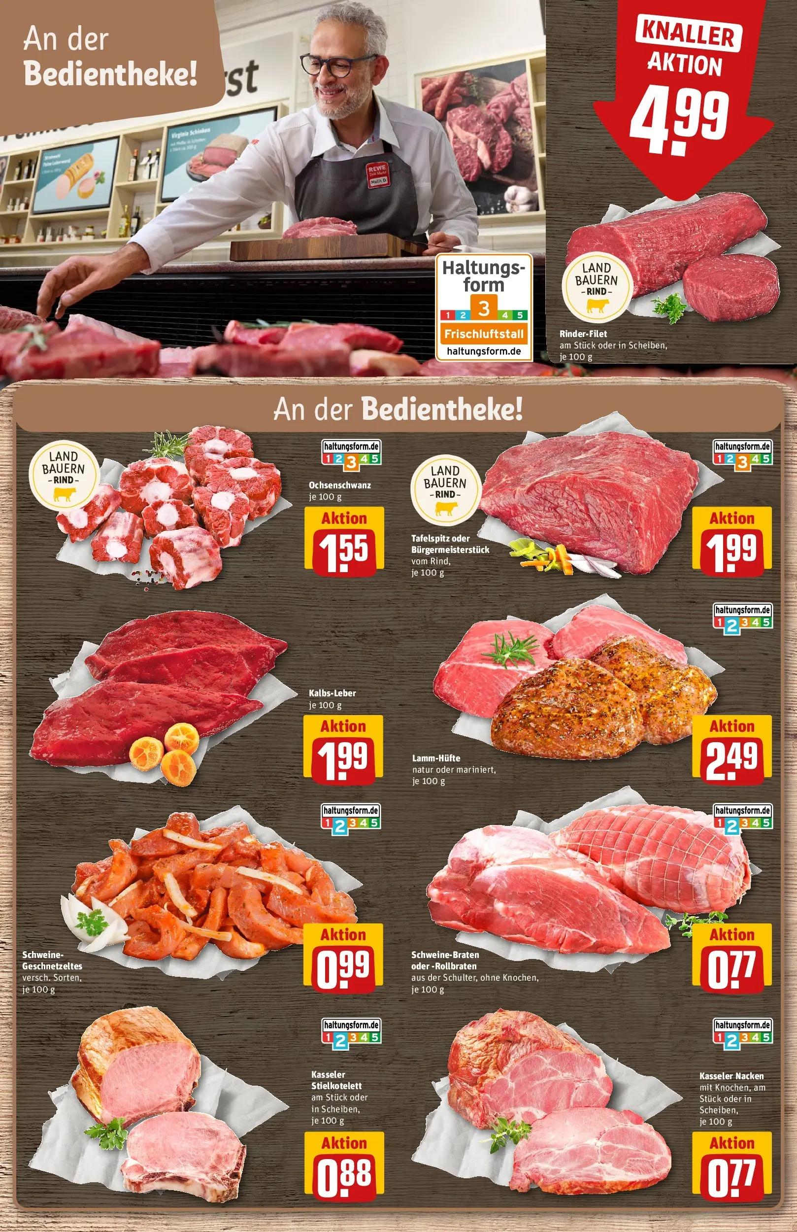 REWE Prospekt ab 16.02.2026 zum Blättern » Angebote | Seite: 13 | Produkte: Rinderfilet, Kalbsleber, Kasseler nacken, Schinken