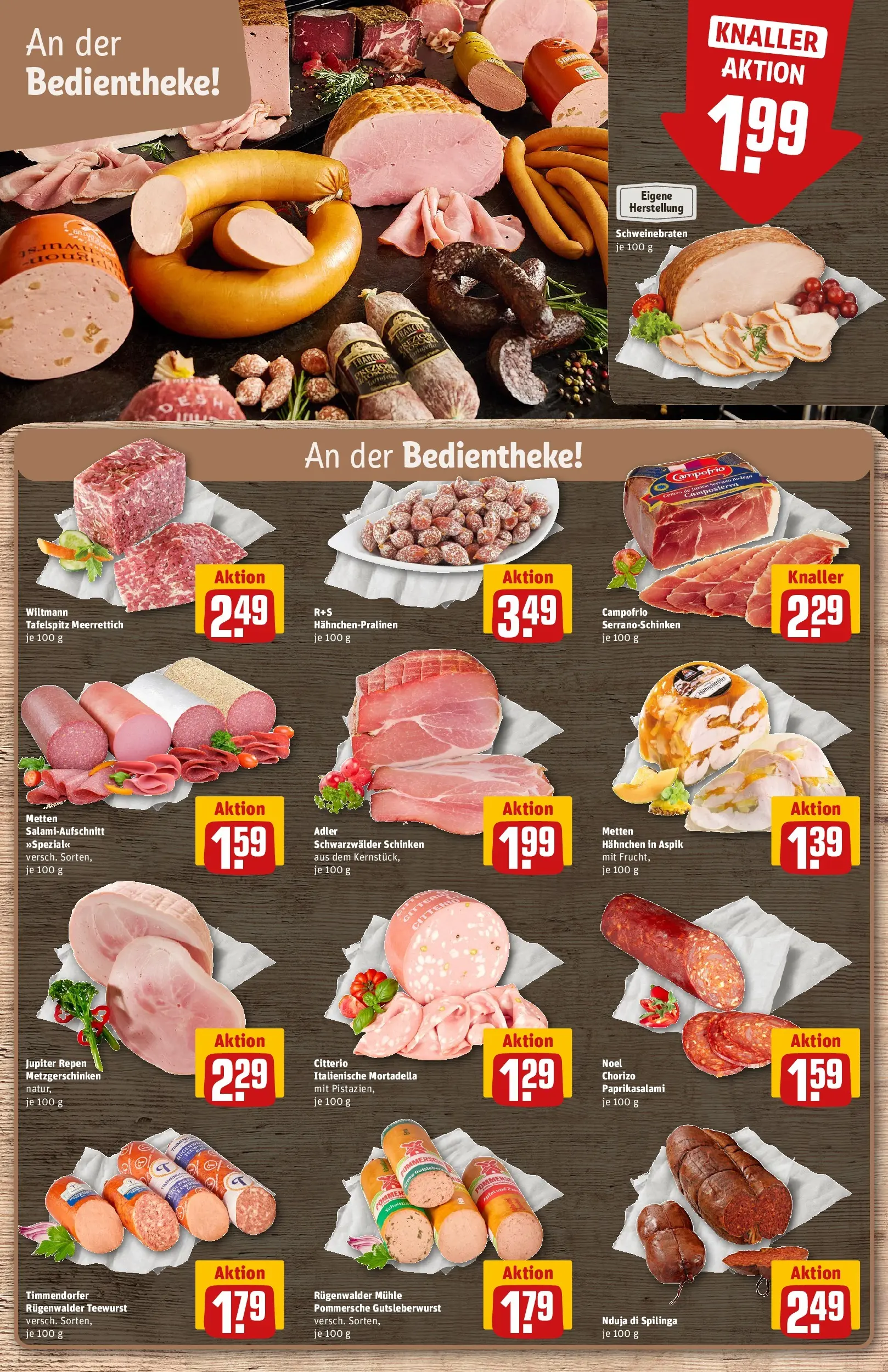 REWE Prospekt ab 16.02.2026 zum Blättern » Angebote | Seite: 14 | Produkte: Mühle, Hahnchen, Salami, Schinken