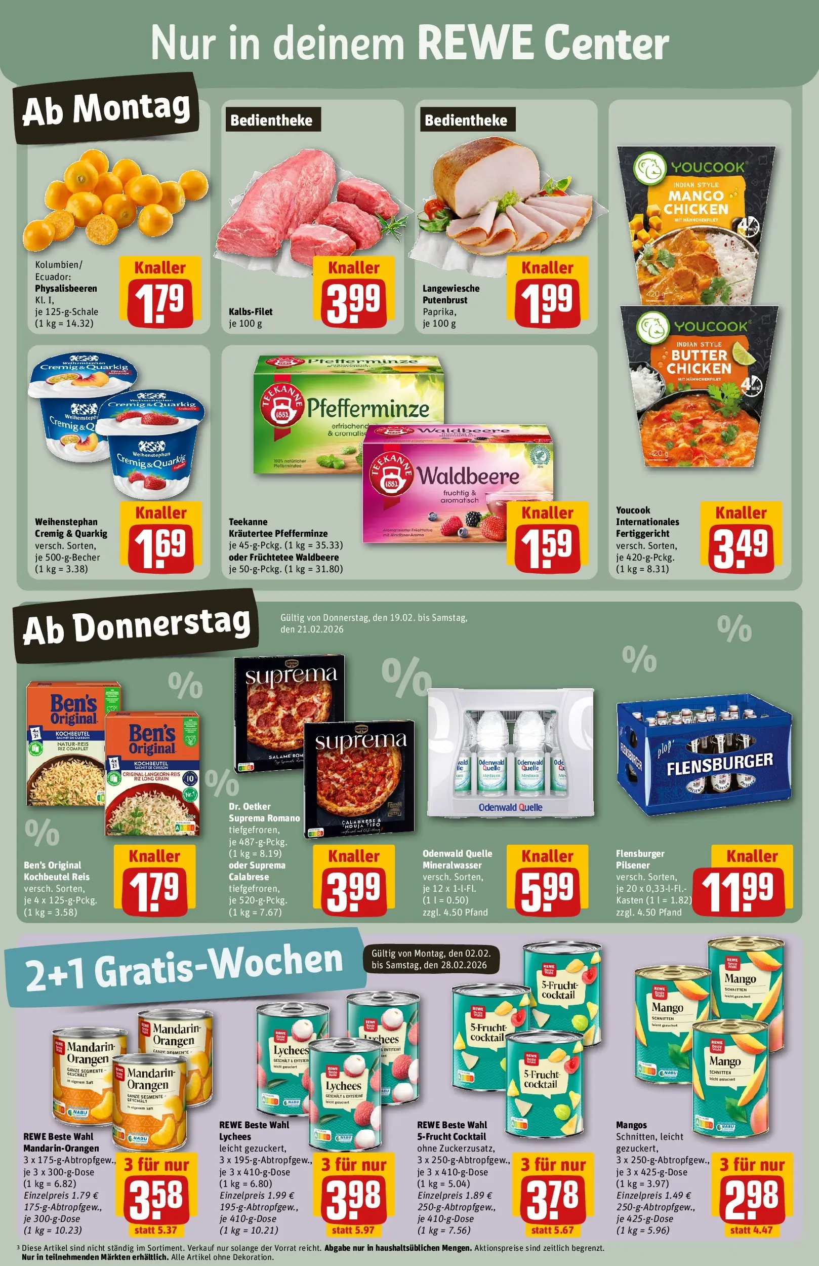 REWE Prospekt ab 16.02.2026 zum Blättern » Angebote | Seite: 3 | Produkte: Youcook, Orangen, Flensburger, Teekanne