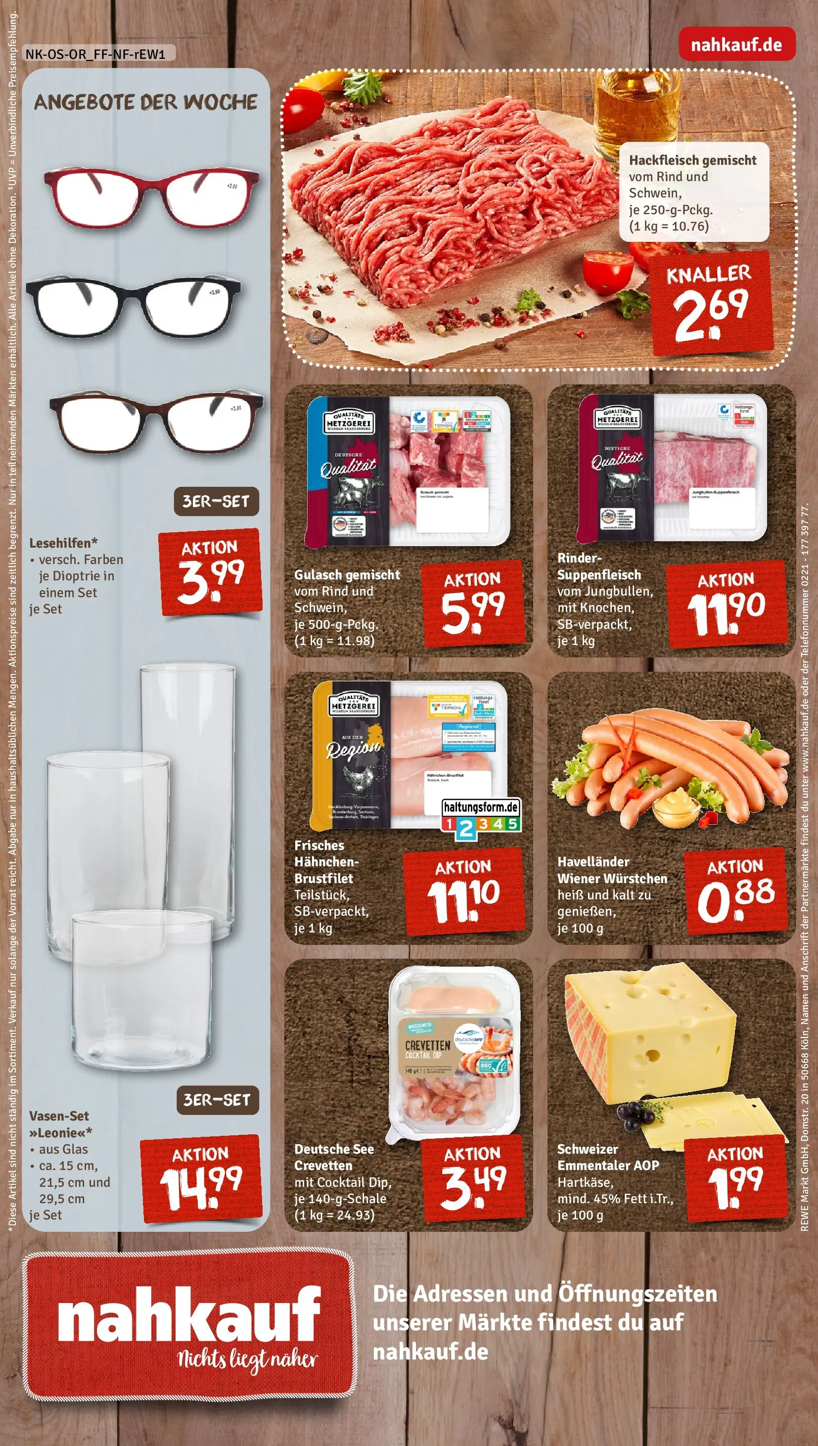 REWE Prospekt ab 16.02.2026 zum Blättern » Angebote | Seite: 12 | Produkte: Hahnchen, Gulasch, Suppenfleisch, Hackfleisch