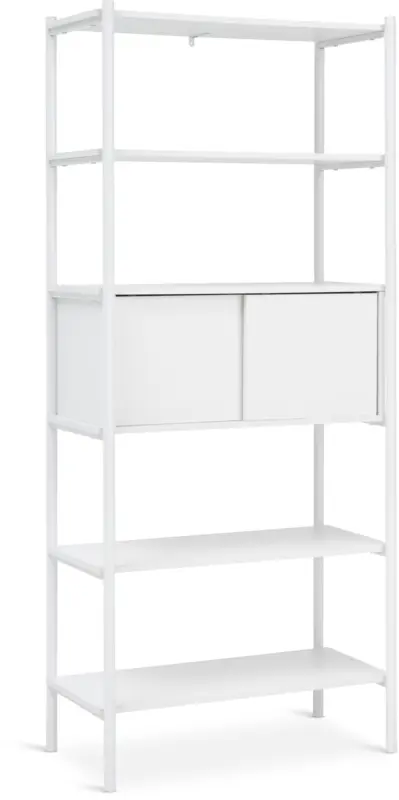 JYSK Етажерка LINDVED 6 рафта 2 врати бяла