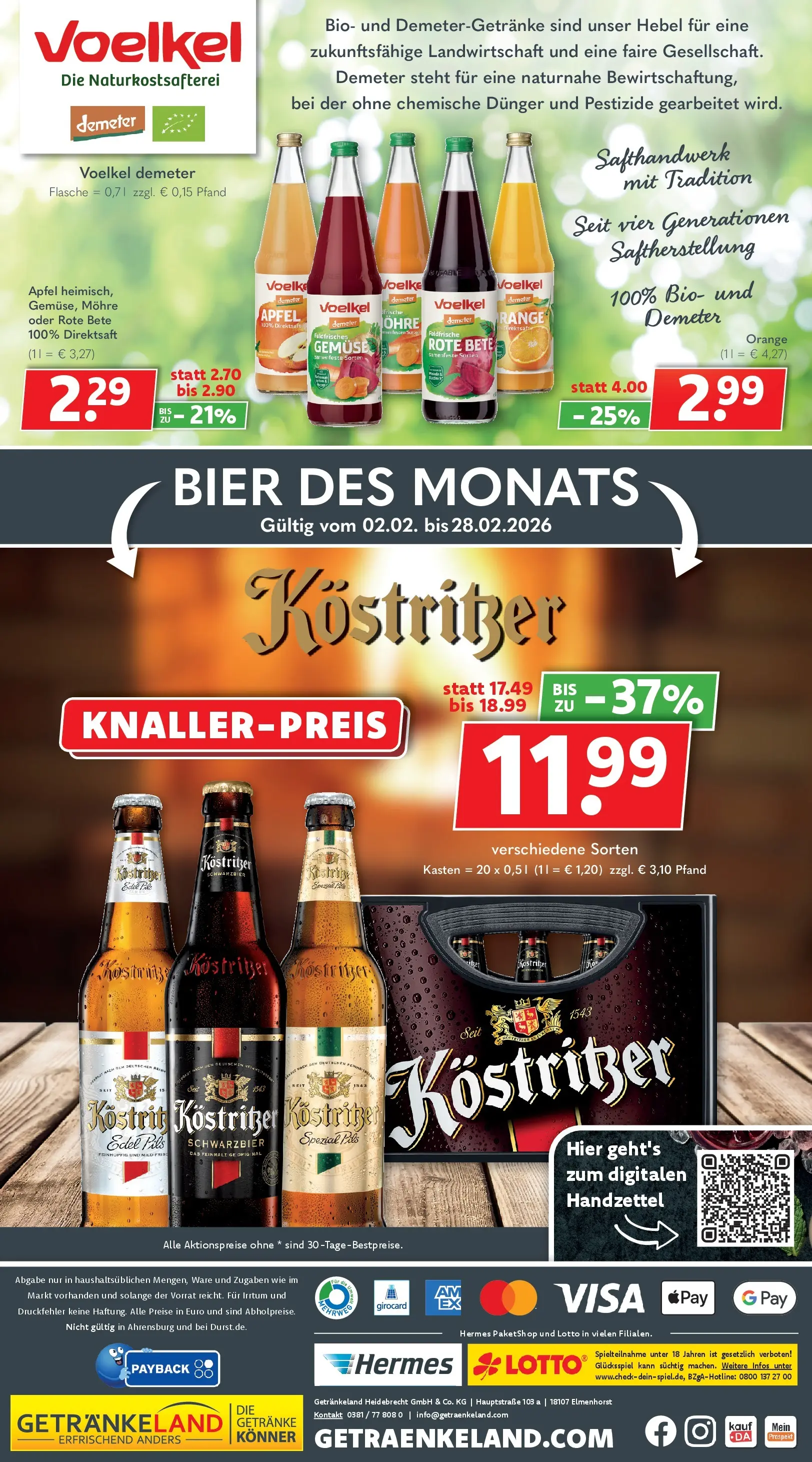 Getränkeland Prospekt Brüel	 (ab 16.02.2026) zum Blättern | Seite: 6 | Produkte: Kostritzer, Bier, Pils, Äpfel