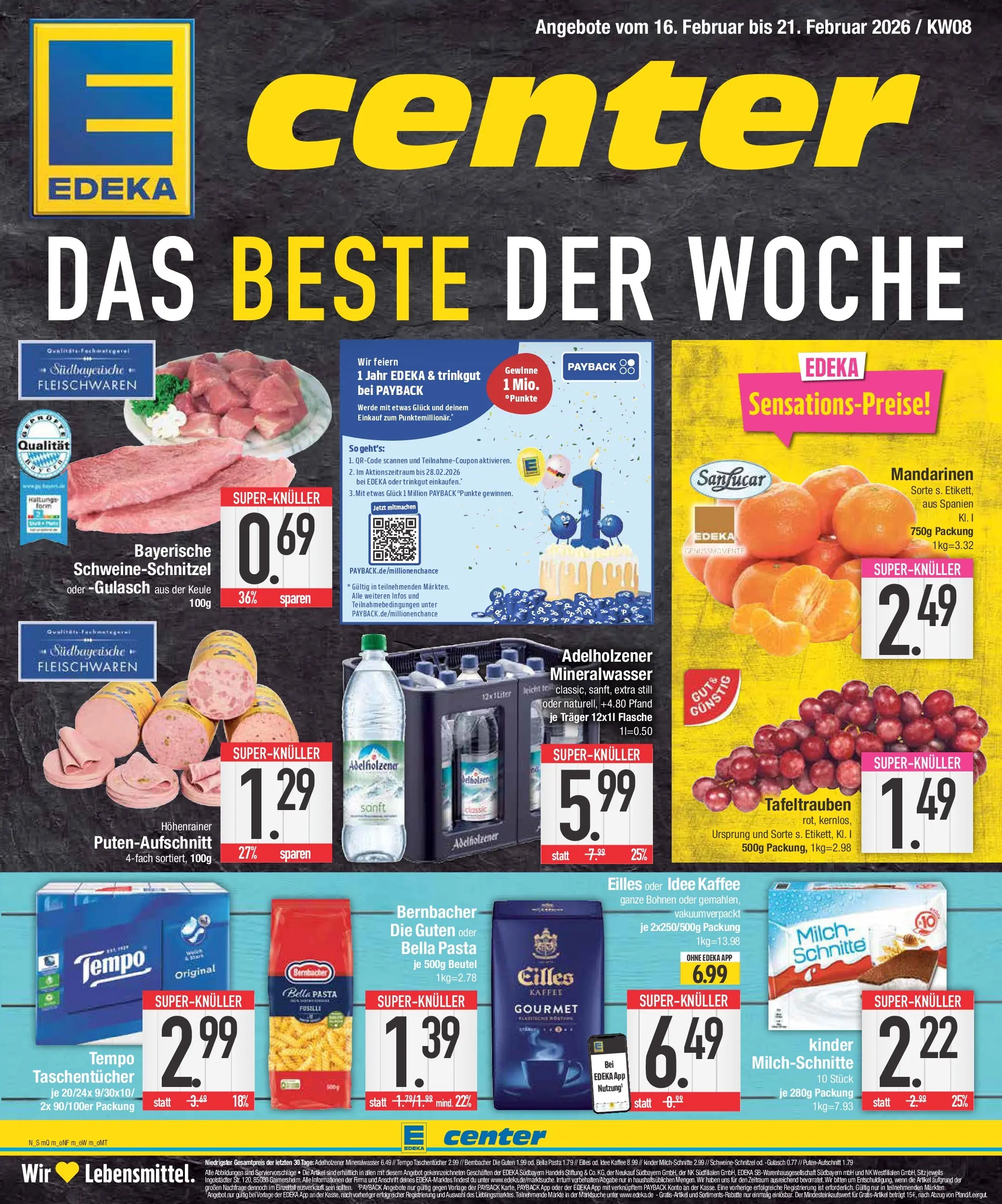 E center Prospekt Neustadt (ab 16.02.2026) » Angebote Online | Seite: 1 | Produkte: Idee kaffee, Kaffee, Adelholzener, Mineralwasser