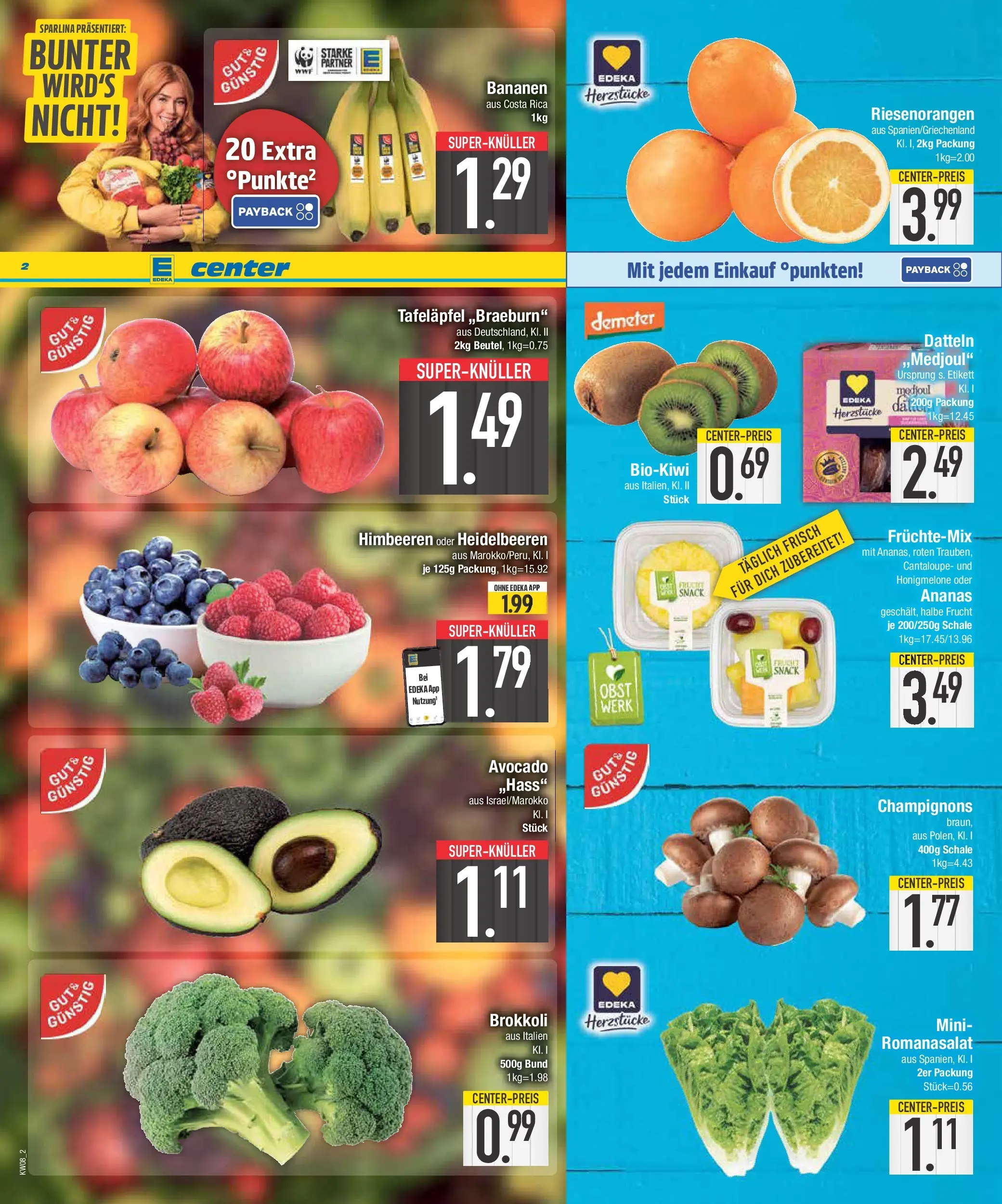 E center Prospekt Neustadt (ab 16.02.2026) » Angebote Online | Seite: 2 | Produkte: Heidelbeeren, Honigmelone, Avocado, Brokkoli